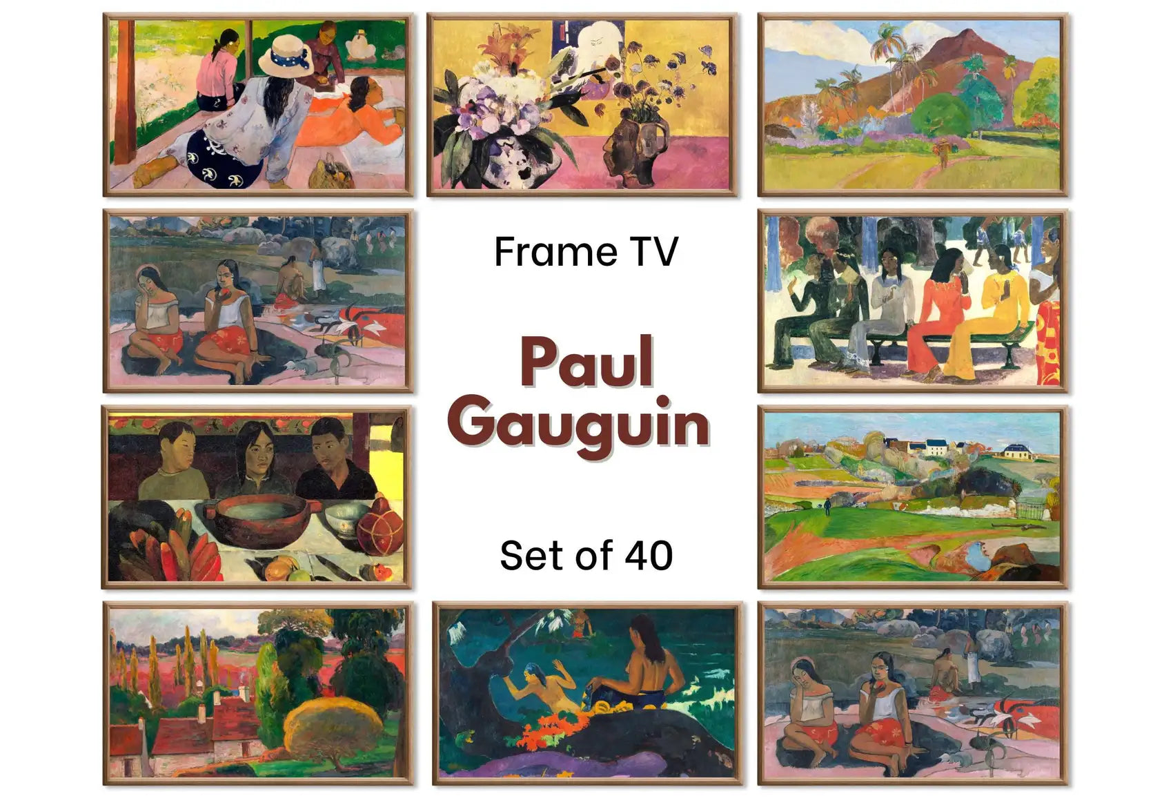 Gauguin Wall Art for Frame TV displayed on Samsung Frame TV on a living room wall.