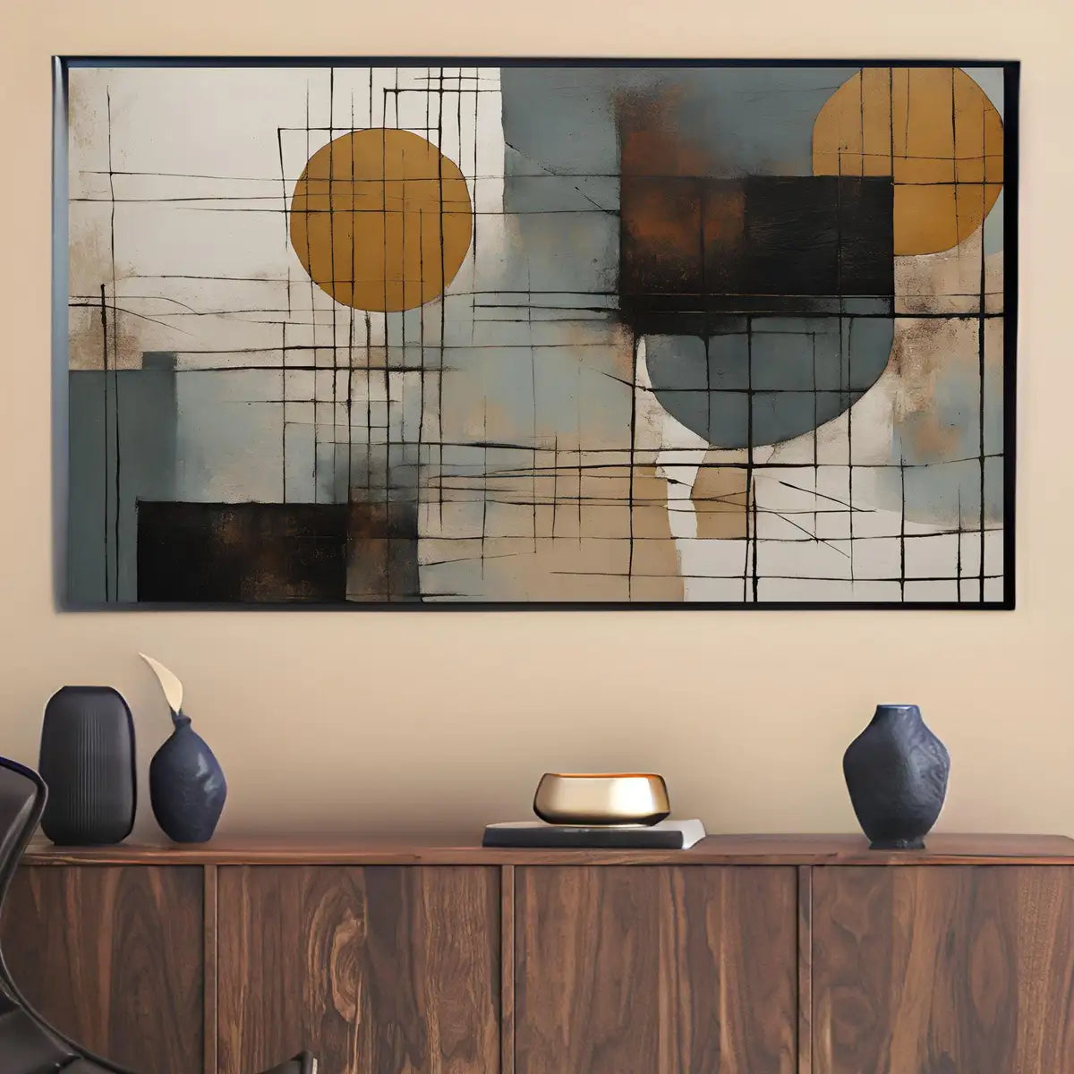 Detail view of artwork from Geometric Abstract Art For Frame TV. Wabi Sabi Decor. Mid Century Modern and Japandi Wall Art Inspiration. Instant Download. (variation 2)
