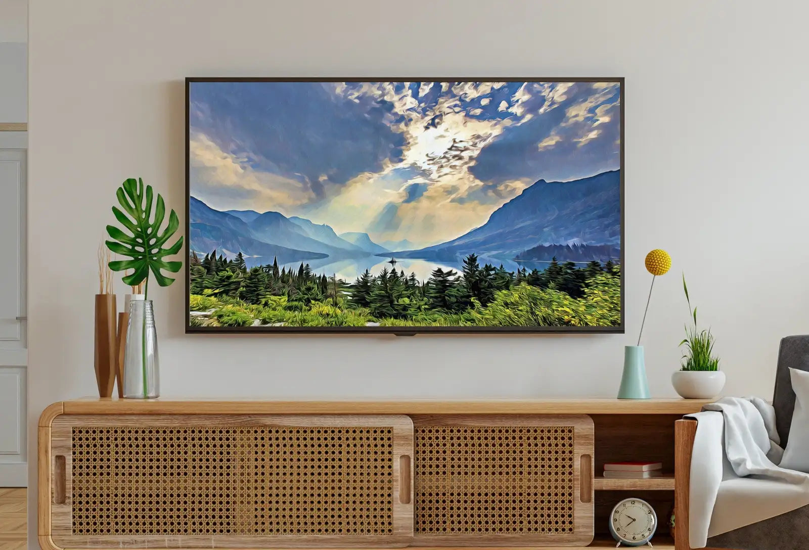 Second included artwork preview from Glacier National Park Art Digital Painting Frame TV Art. Landscape Samsung Frame TV Art Downloadable Nature Art for TV Colorful Frame Tv Art featuring various scenes.