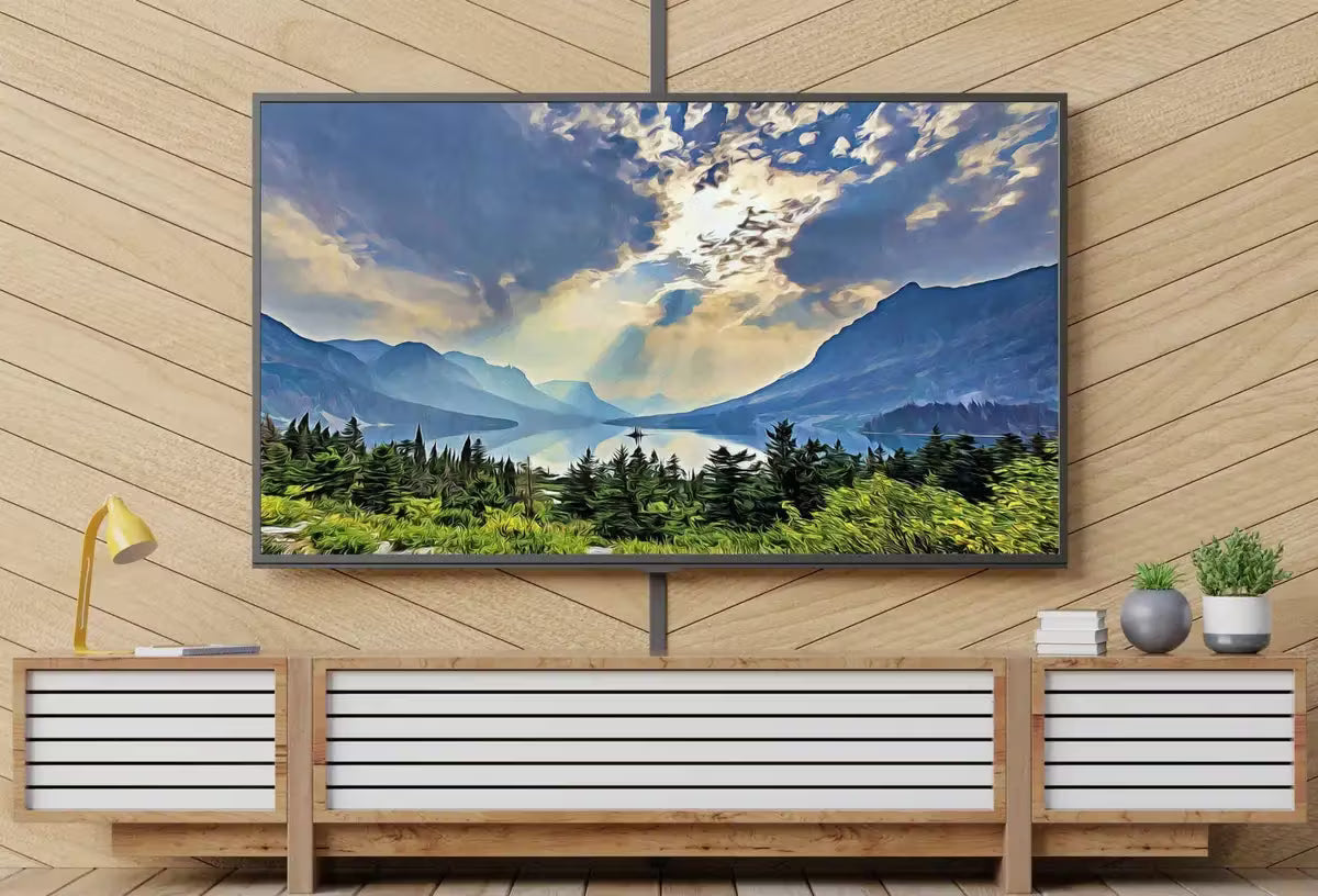 Glacier National Park Art Digital Painting Frame TV Art. Landscape Samsung Frame TV Art Downloadable Nature Art for TV Colorful Frame Tv Art – Frame TV  Art