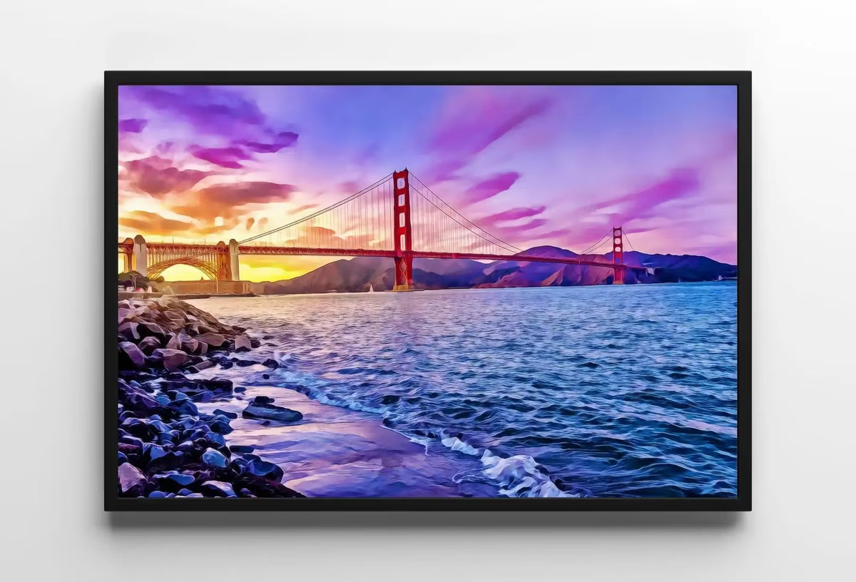 Golden Gate Bridge Print, San Francisco Wall Art. Colorful California Painting Poster. Architectural Wall Decor. Golden Gate Photo – Printable Wall Art