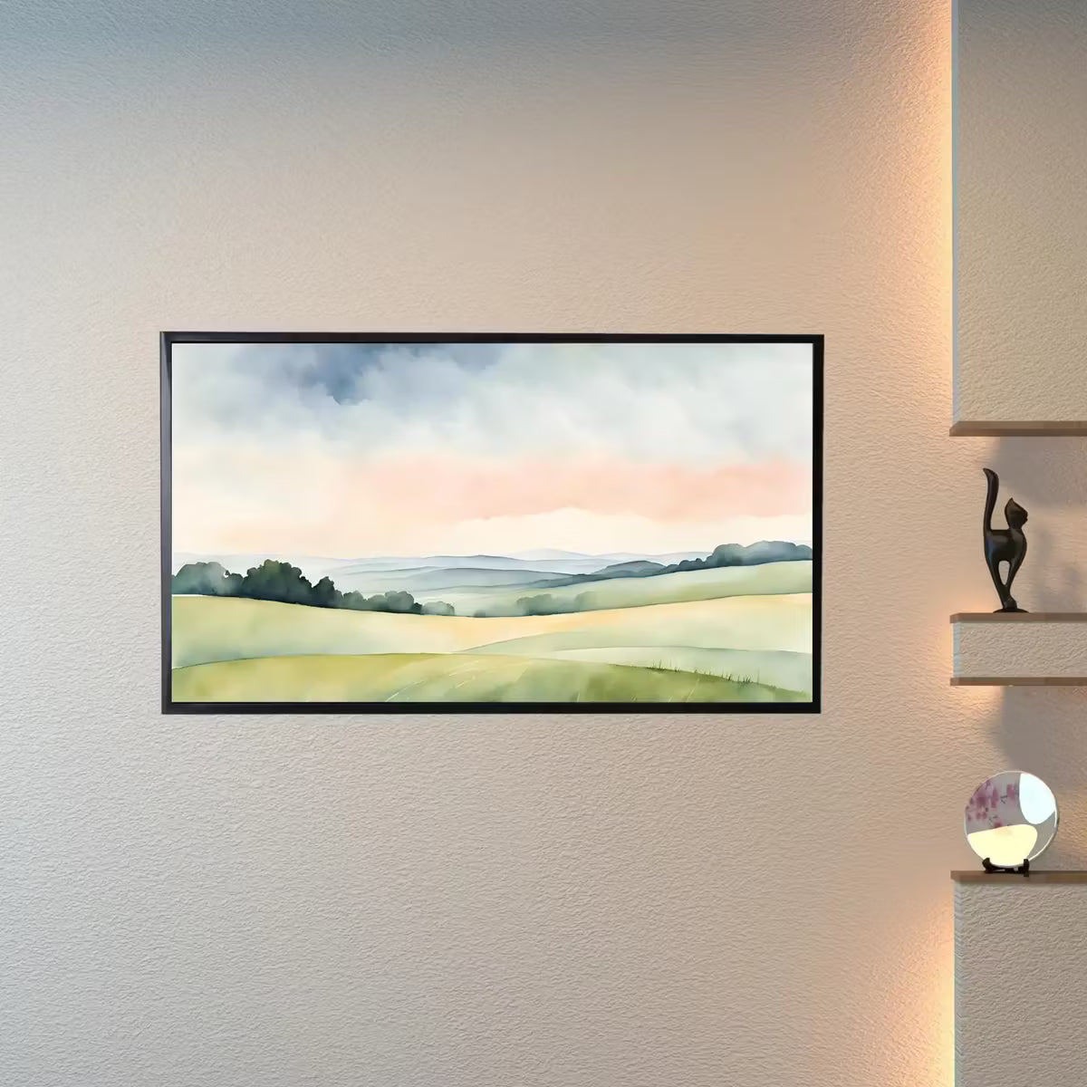 Green Countryside Landscape Art. Frame TV 4K Decor. Minimalist Design Wall Art. – Frame TV  Art