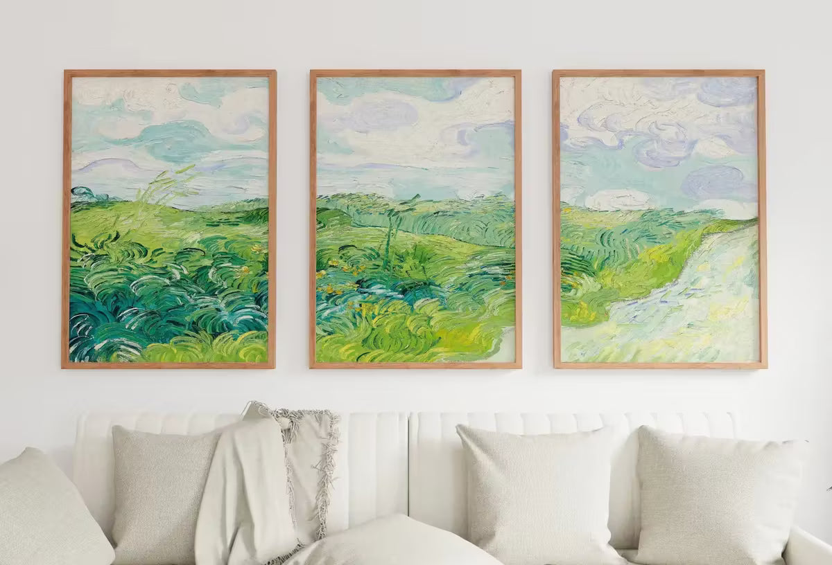 Green Fields by Vincent van Gogh. Set of 3 Prints. Printable Famous Fine Art Prints. Instant Download Vintage Painting. 3 Piece Wall Art