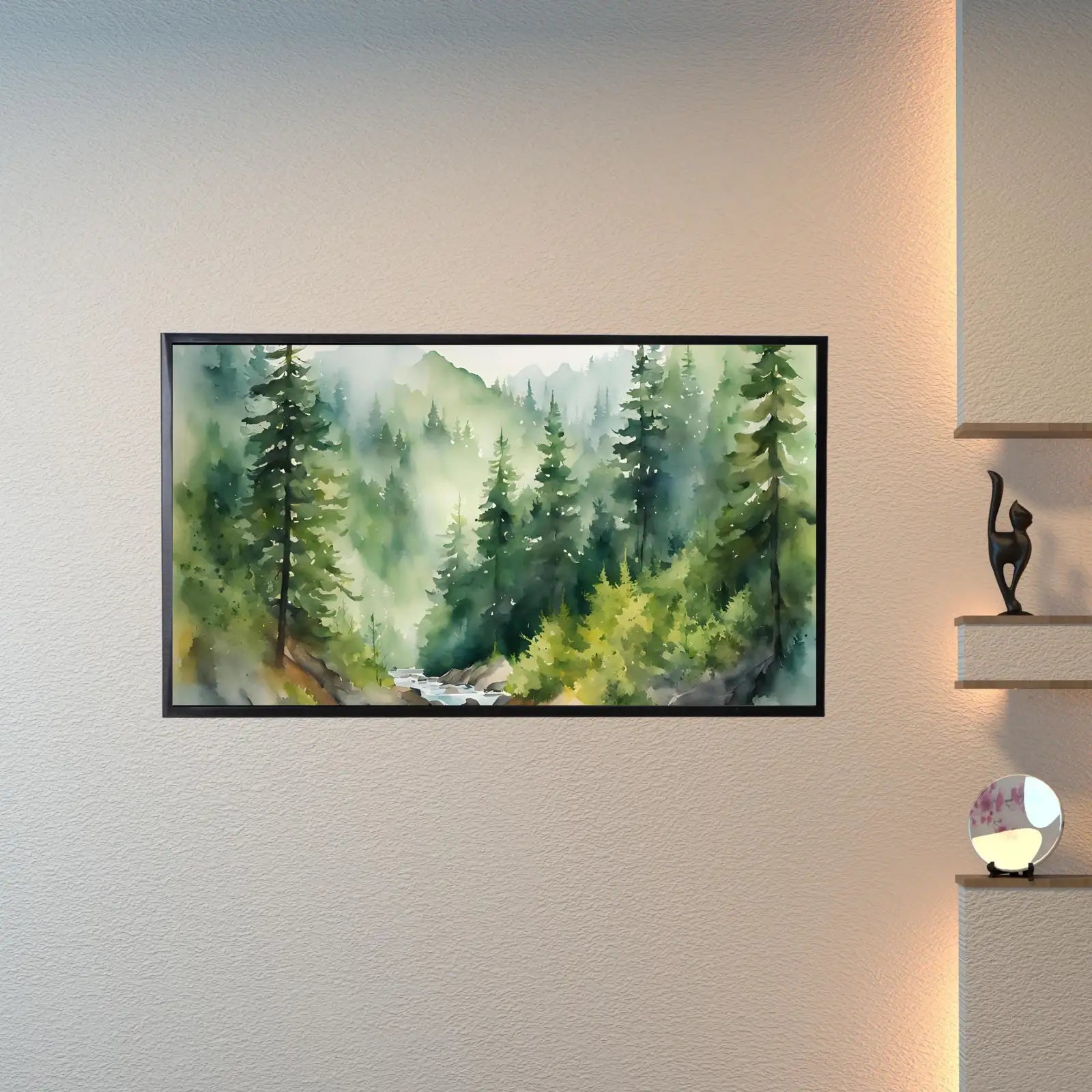 Detail view of artwork from Green Mountain Forest Art I Nature Decor for Frame TV I Minimalist Scene 4K Artworks for Home Display. (variation 1)