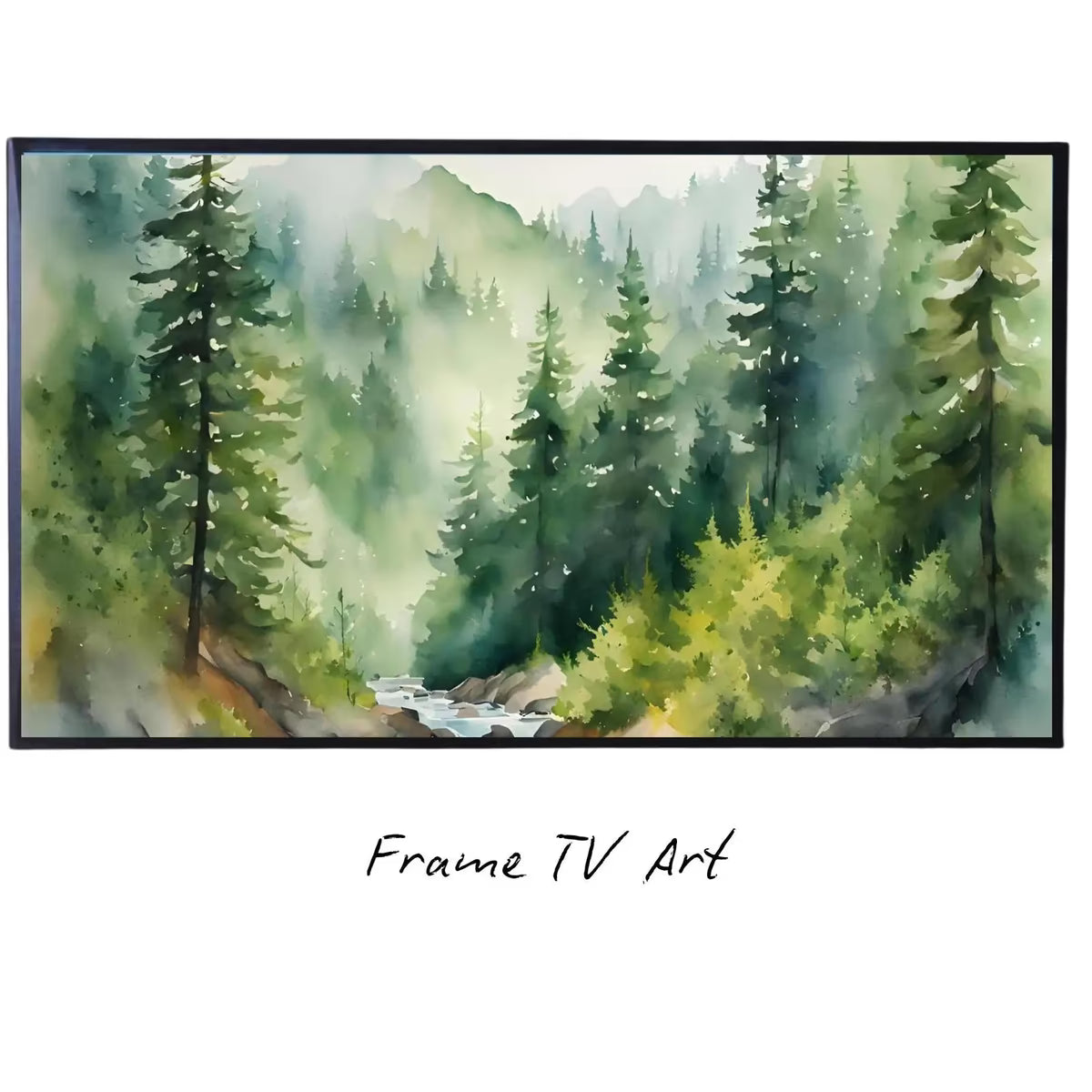 Green Mountain Forest Art I Nature Decor for Frame TV I Minimalist Scene 4K Artworks for Home Display – Frame TV  Art