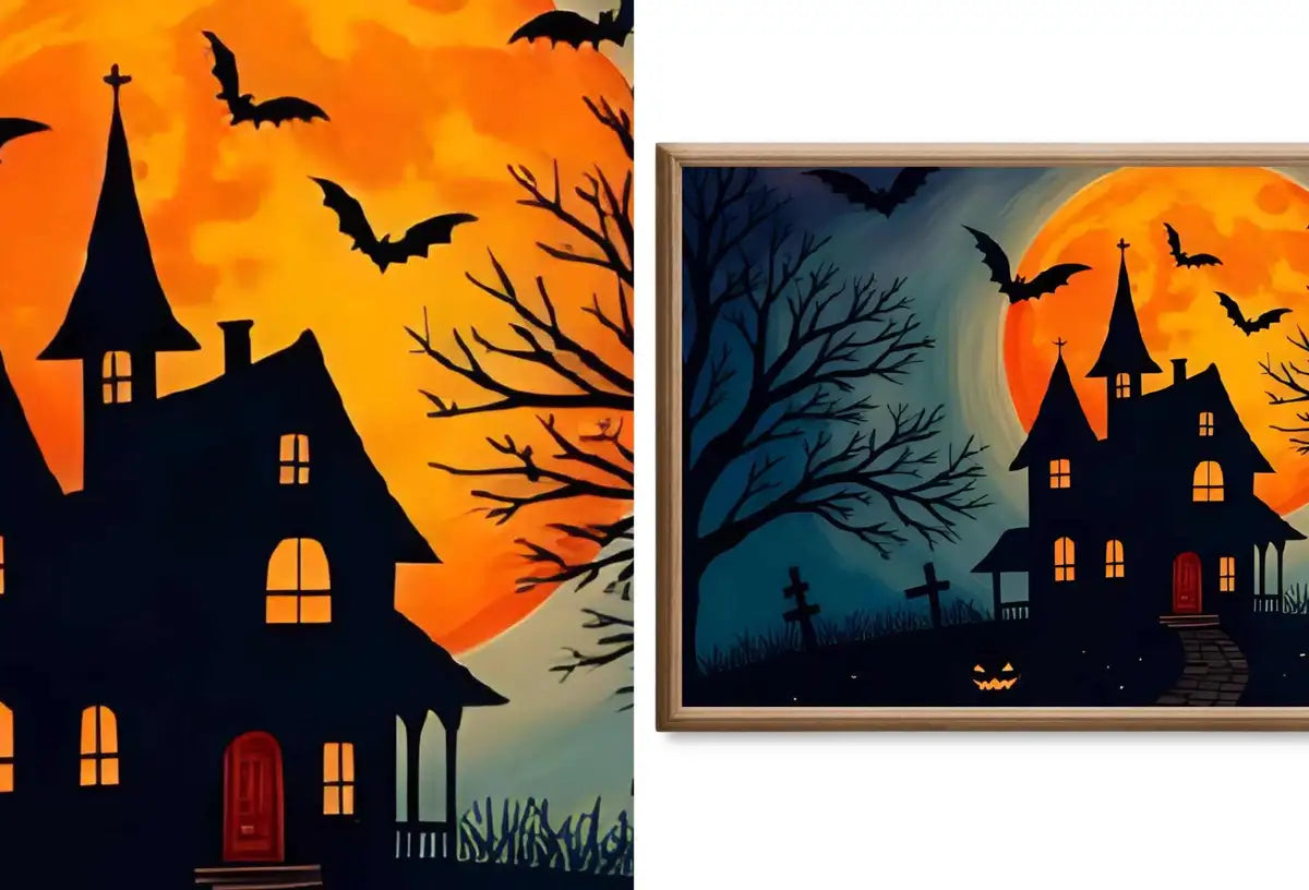 Second included artwork preview from Halloween Frame TV Art - Spooky Haunted Mansion Witchy Wall Art, Halloween Decor, Instant Download for Samsung Frame TV featuring various scenes.