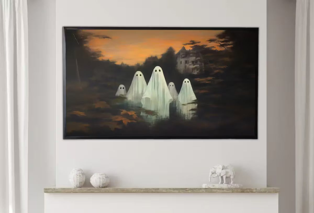 Halloween Samsung Frame TV Art | Spooky Haunted House Halloween Decor | Ghosts in a Forest | Dark Academia Wall Art | Art For Frame Tv – Frame TV  Art