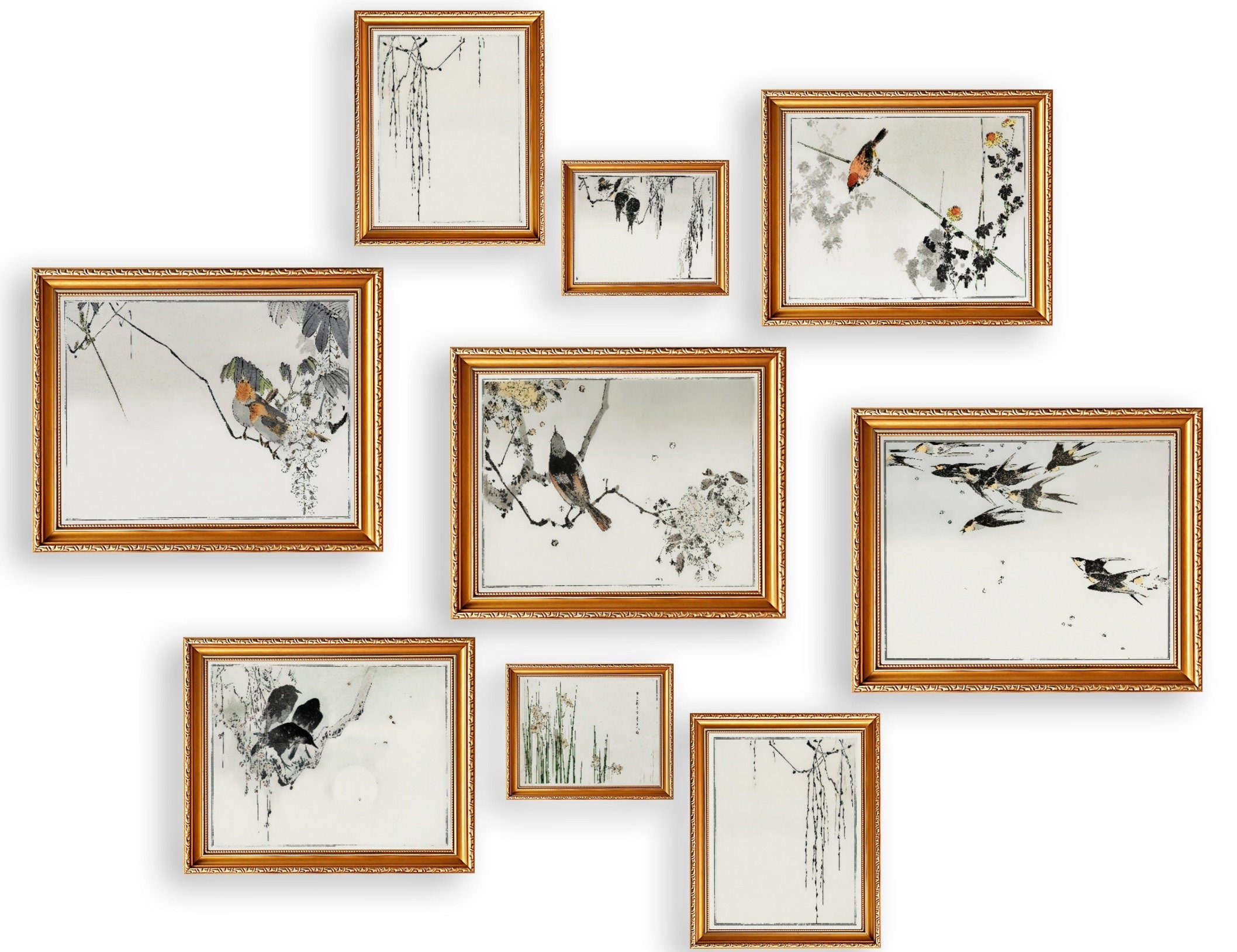 Japanese Wall Art Set of 9 Prints. Antique Japanese Art Gallery Wall Set, Retro Japanese Art. Japanese Painting Vintage Poster, Retro Prints