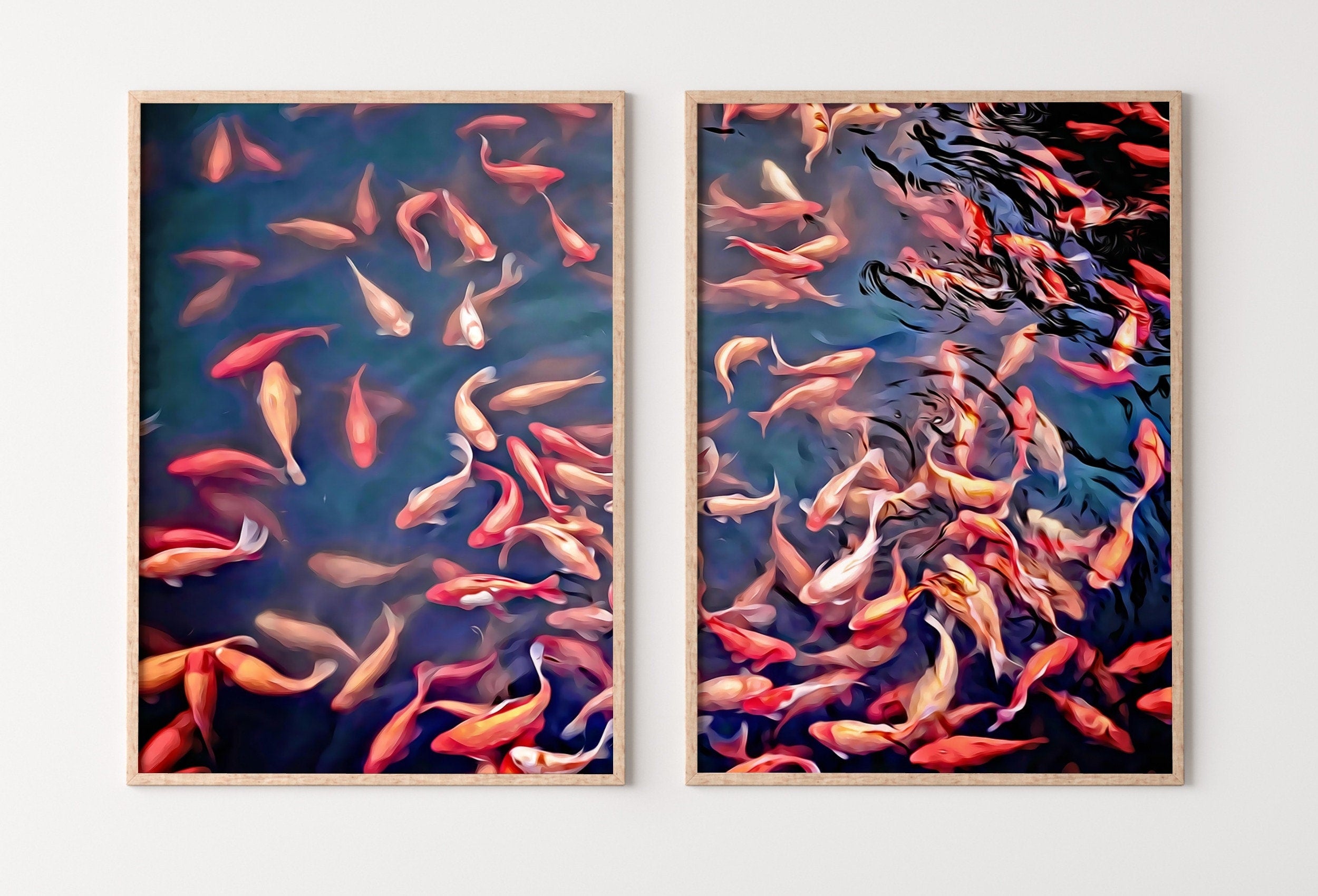 Koi Fish Wall Art Set of 2 Prints, Koi Fish Print Wall Art Set, Instant Download Printable Wall Art, Photography Print, Zen Wall Art