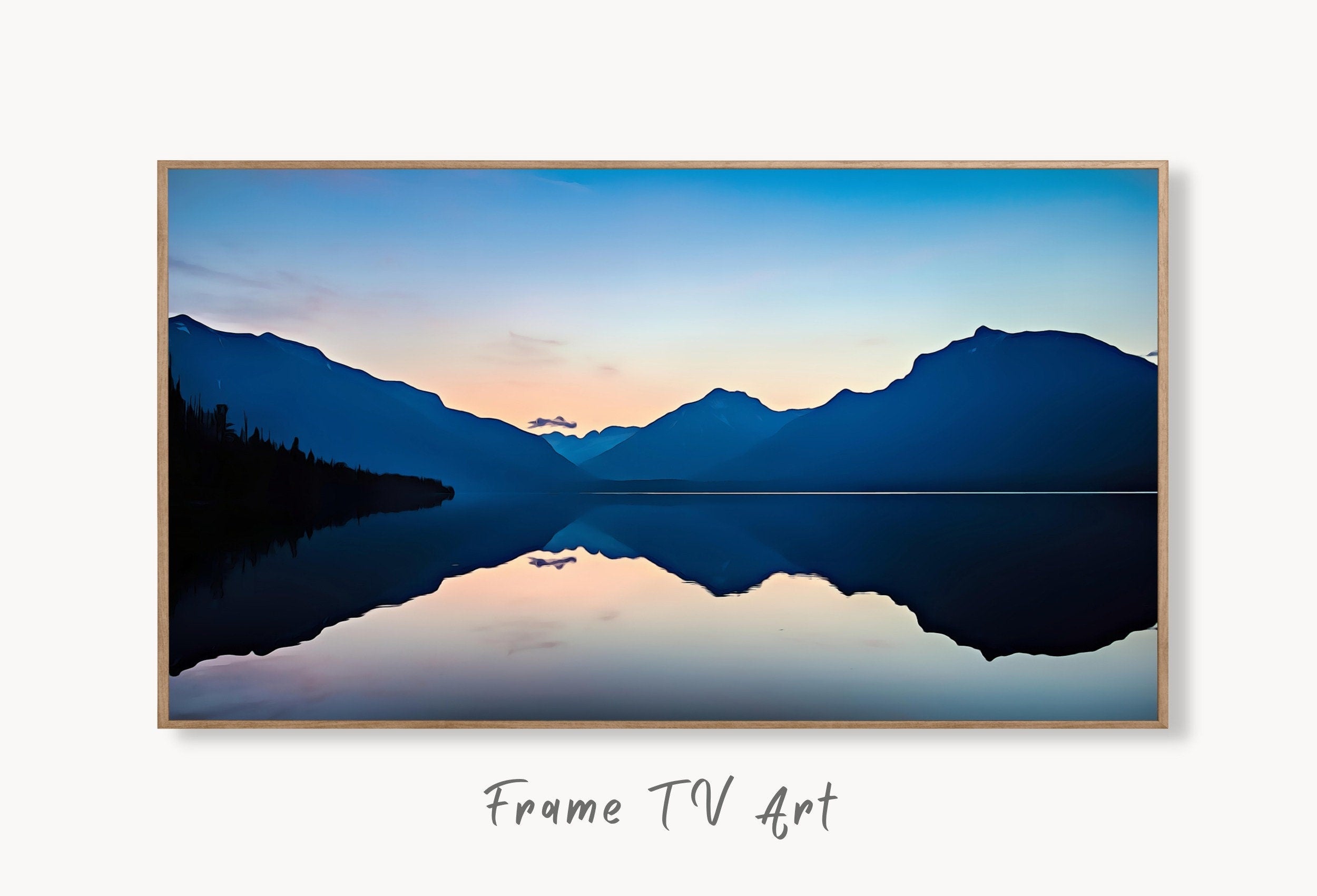 Lake Sunrise with Mountain Landscape Samsung Frame TV Art. Abstract Evening Art Samsung TV, Digital Download for Samsung Frame, Frame TV Art