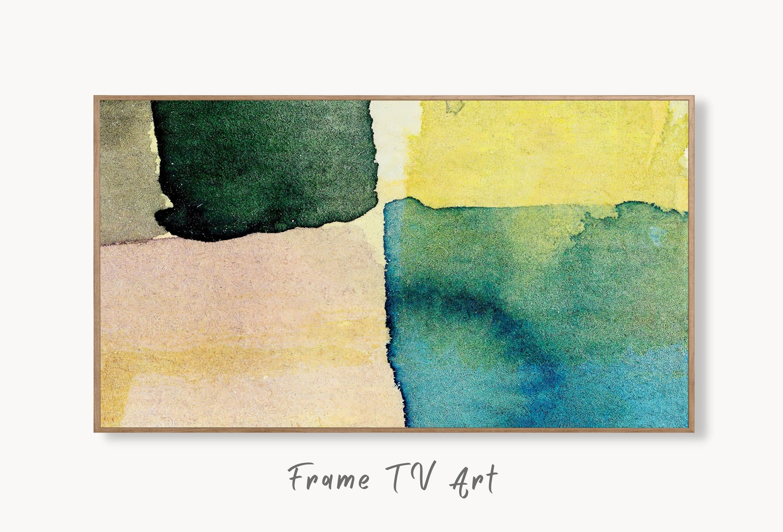 Samsung Frame TV Art 4K Blue Yellow Green Wall Art Abstract Painting. Instant Download Abstract Digital Painting. Colorful Art for Frame TV