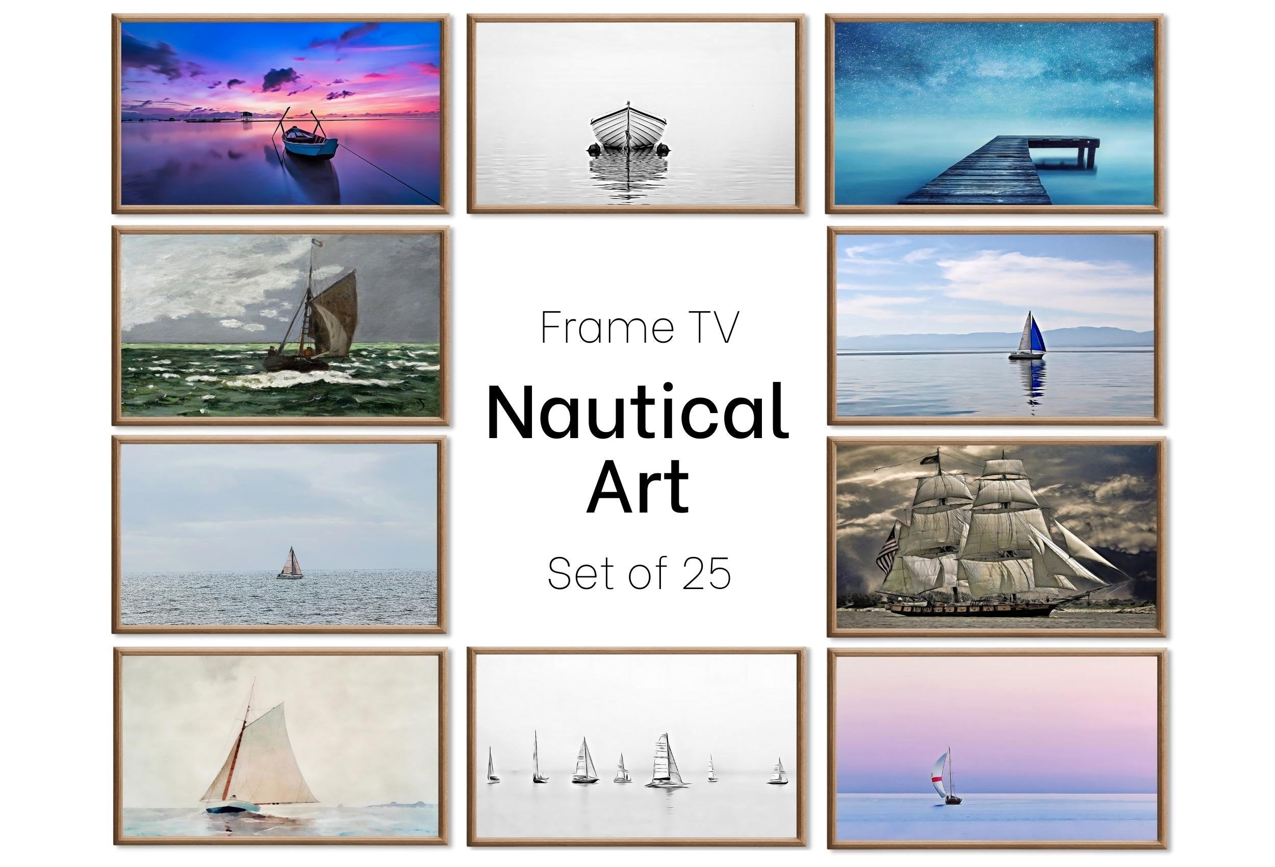 Set of 25 Samsung Frame TV Art 4K. Nautical Boat Art for the Frame TV. Nautical & Sailing Art Collection Set. Instant Download Frame Tv Art