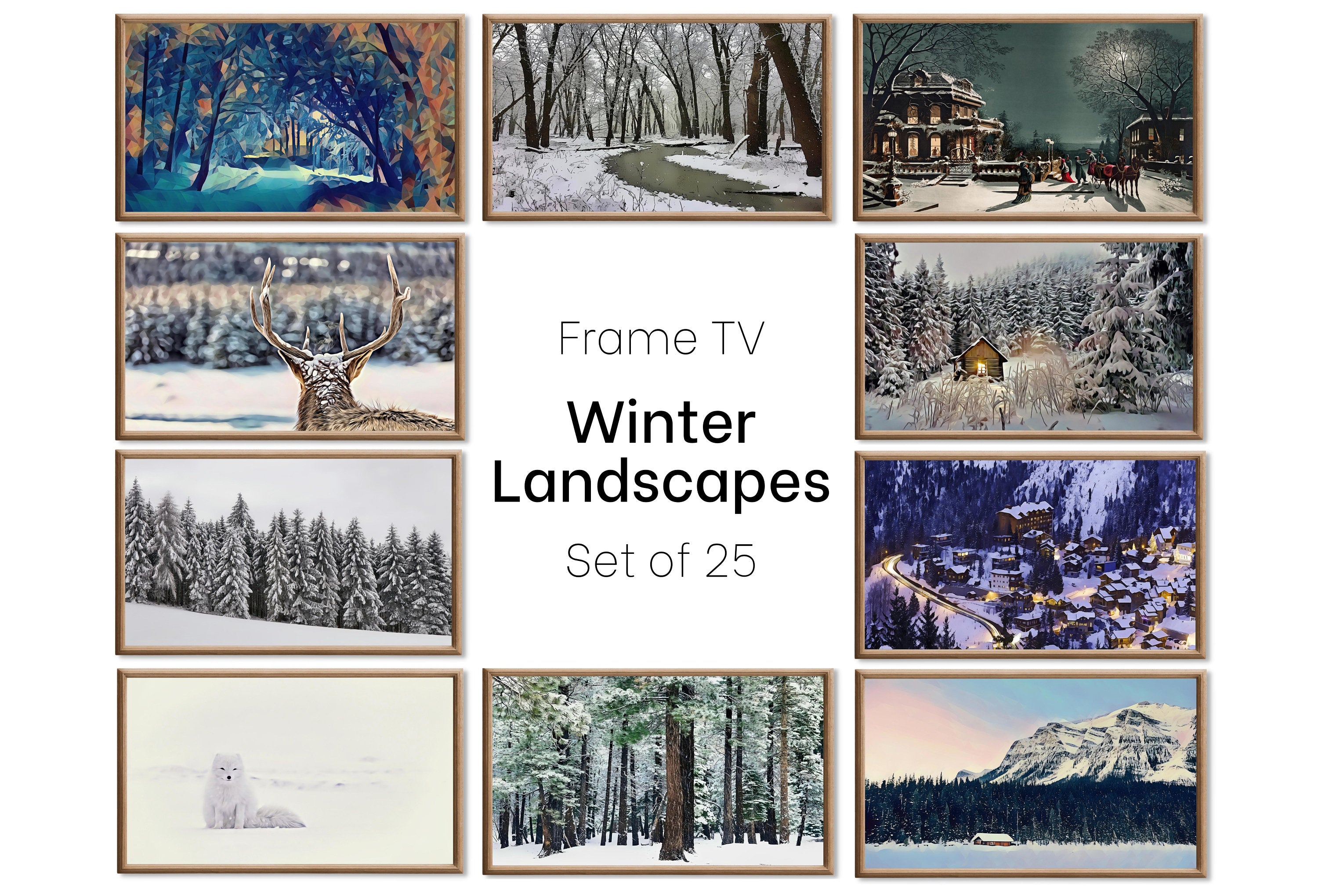 Set of 25 Samsung Frame TV 4K Art. Winter Wall Art Nature Digital Collection. Winter Snow Decor TV Art Set. Instant Download Frame TV Art.