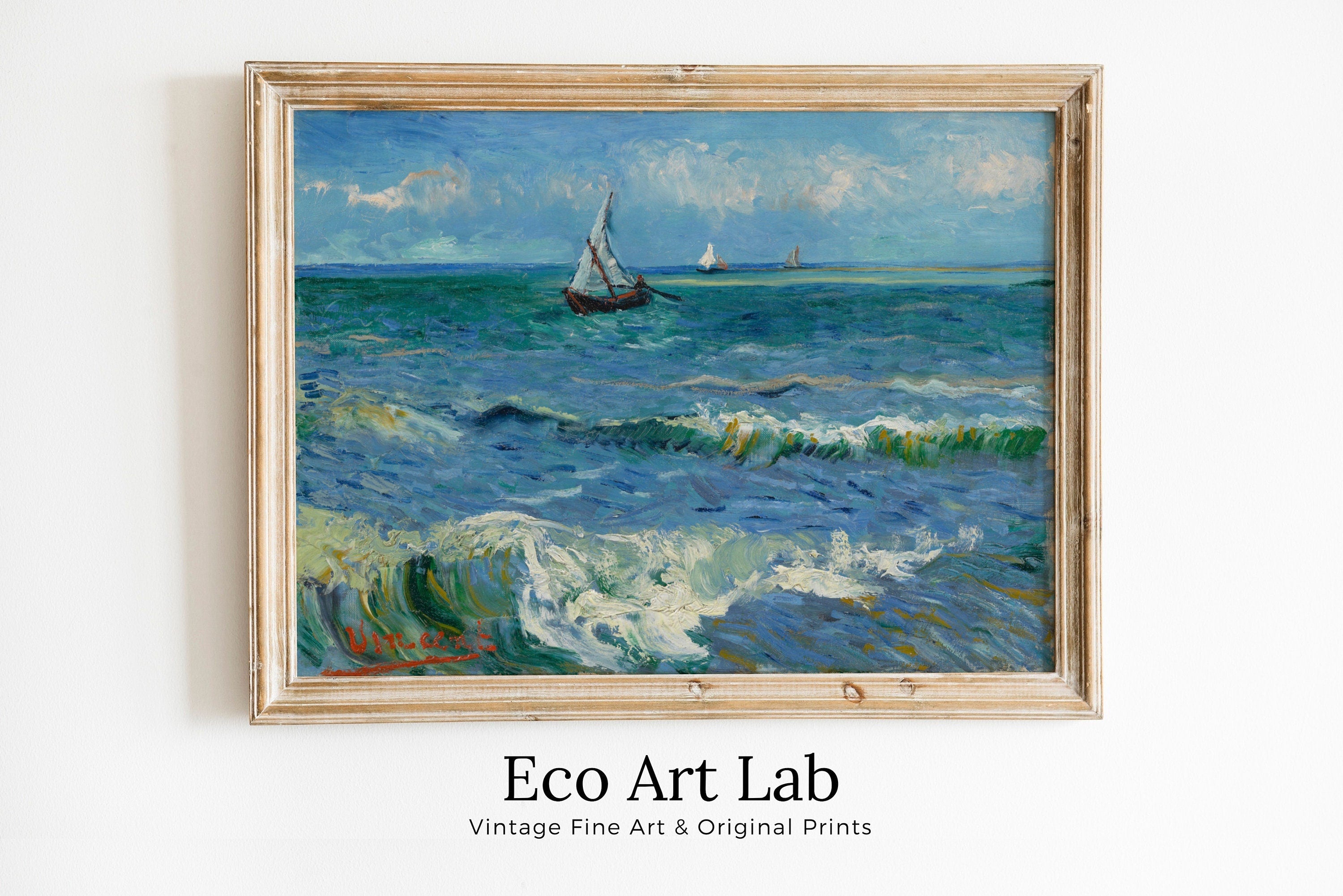 Seascape with Boats. Vincent van Gogh Printable Famous Art Print. Instant Download van Gogh Print. Vintage Nautical Painting. Fine Art Print