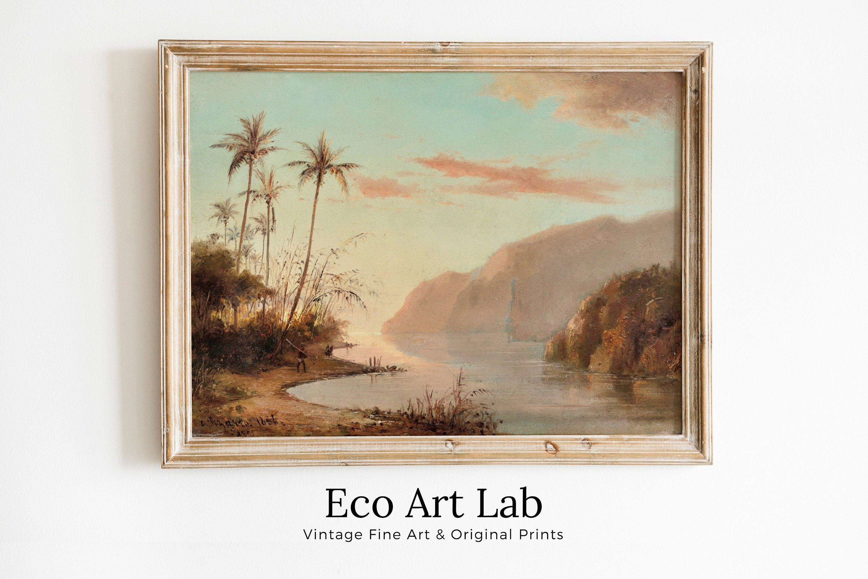 Virgin Islands Creek Landscape Antique Oil Painting. Instant Download Printable Wall Art. Abstract Vintage Nature Painting Digital Print – Printable Wall Art Digital Download – Digital Download