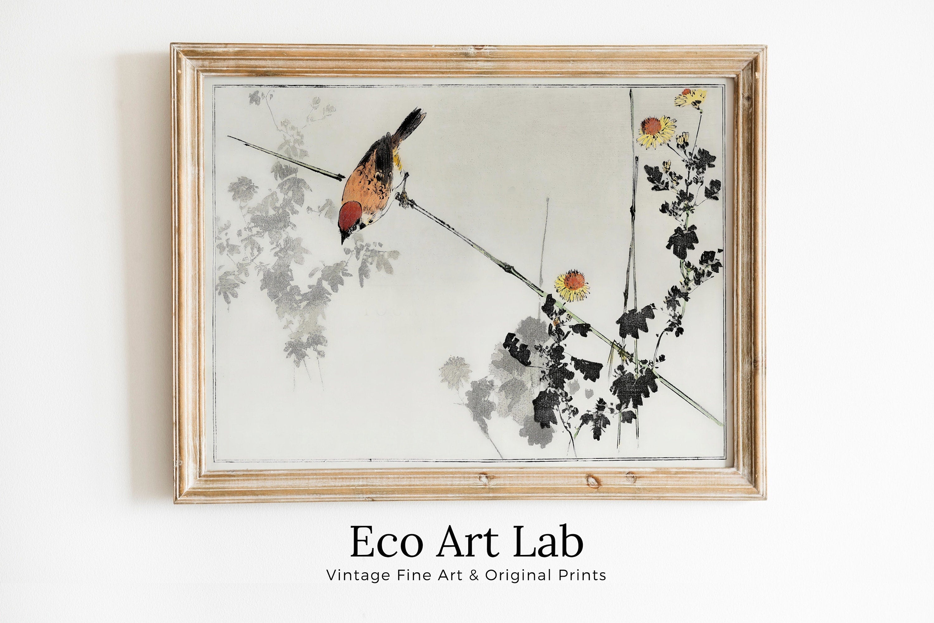 Swallow Bird illustration Vintage Japanese Painting. Japanese Wall Art Printable Poster. 19th Century Japanese Vintage Wall Art, Bird Art