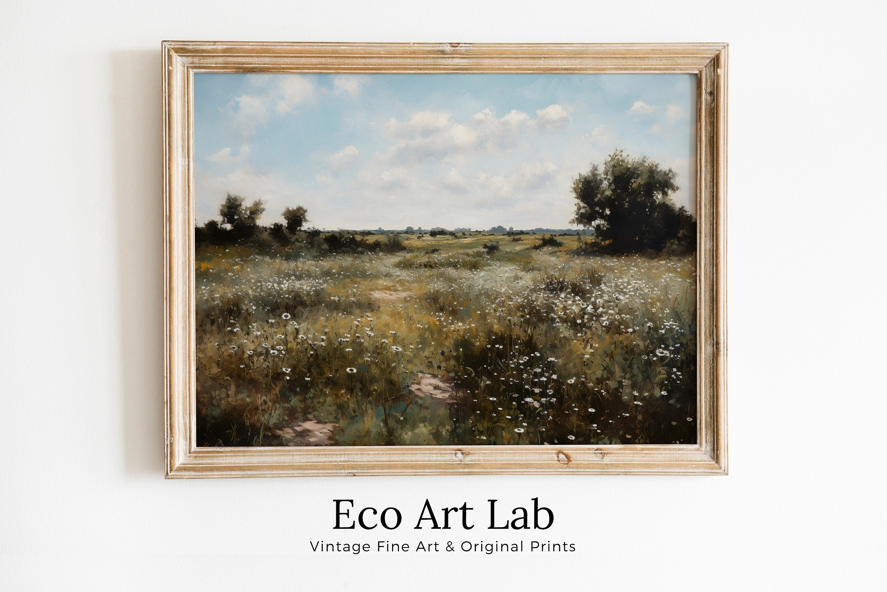 Wildflower Field Printable Art | Landscape Oil Painting | Country Field Wall Art | Vintage Landscape Art Print | Digital Download