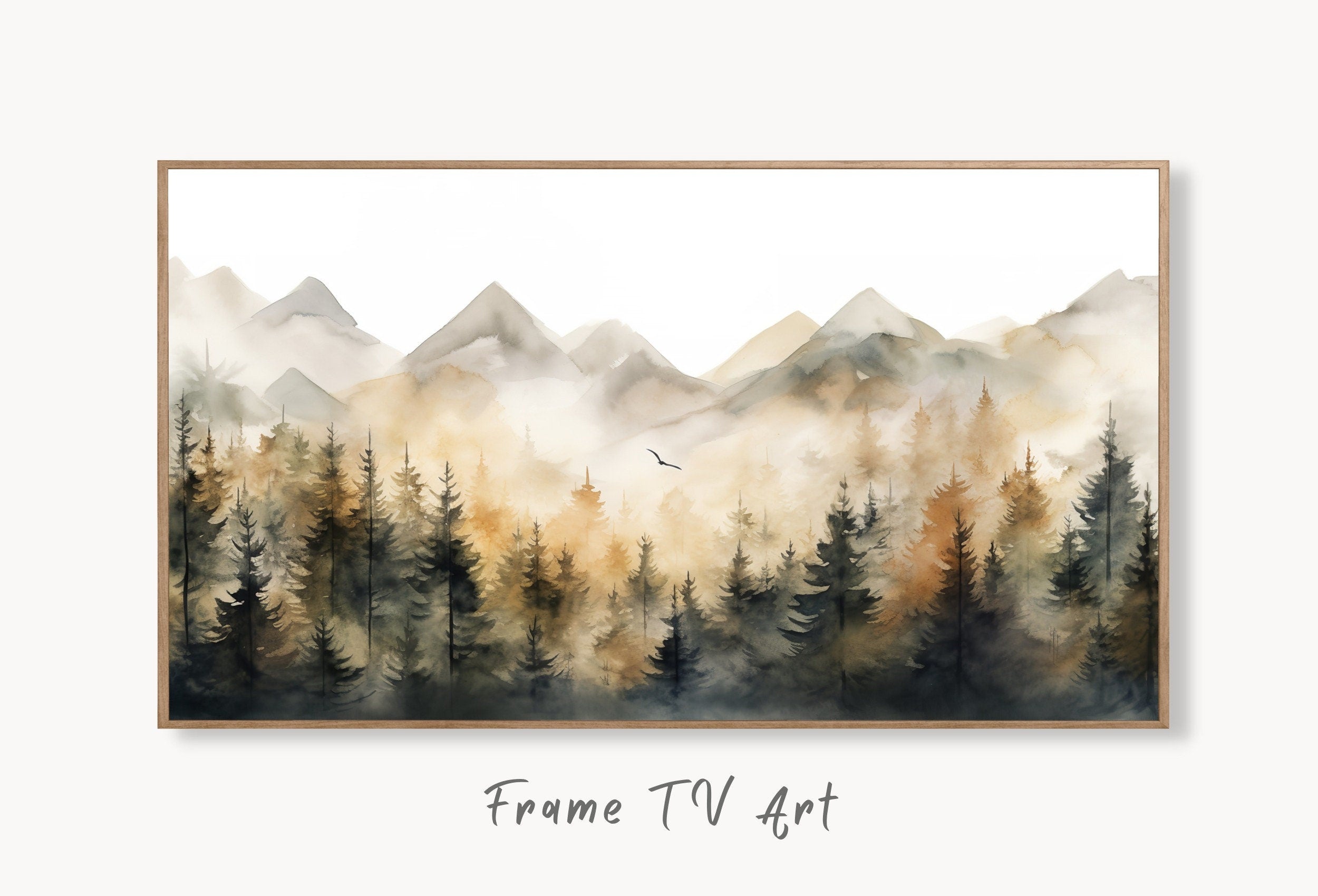Samsung Frame TV Art 4K Autumn Mountain Forest Landscape Painting. Instant Download. Fall Forest Art for Samsung Frame TV. Art for TV