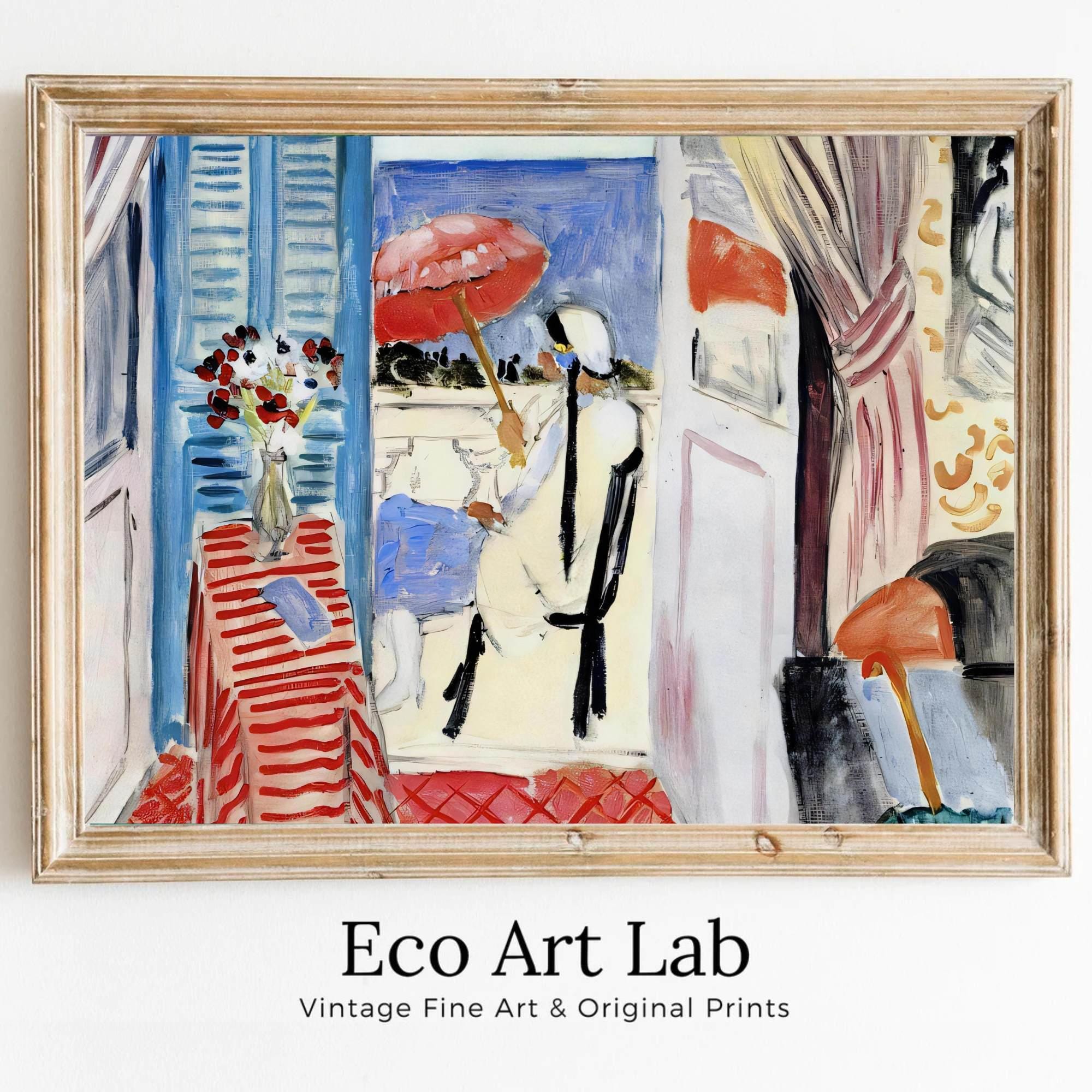 Woman with a Red Umbrella by Henri Matisse. Famous Artwork Painting. High definition Printable Art. Instant Download