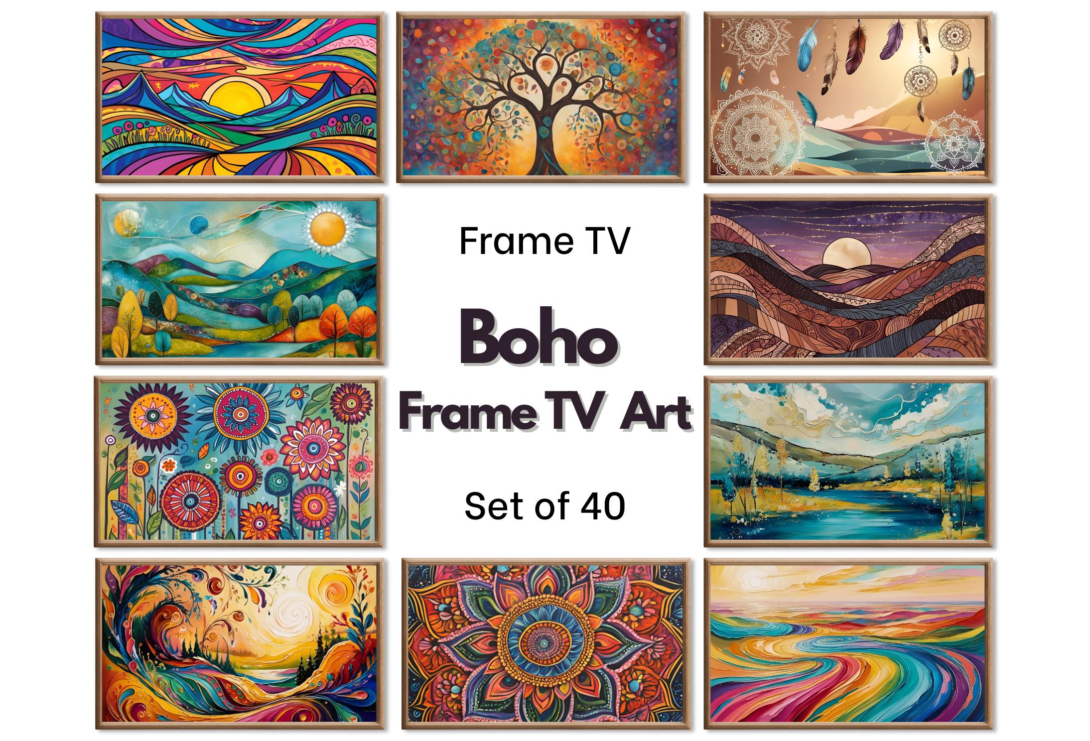 Boho Wall Art for Frame TV – Maximalist, Whimsical, Abstract Original Paintings – Folk Art Style Frame TV Art Bundle 4K 8K