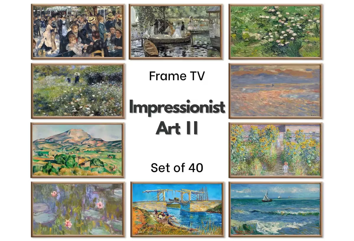 Impressionist Frame TV Art | Van Gogh, Renoir, Claude Monet Wall Art | 40 Masterpieces Instant Download | Samsung Frame TV Art Set – Frame TV Art Set