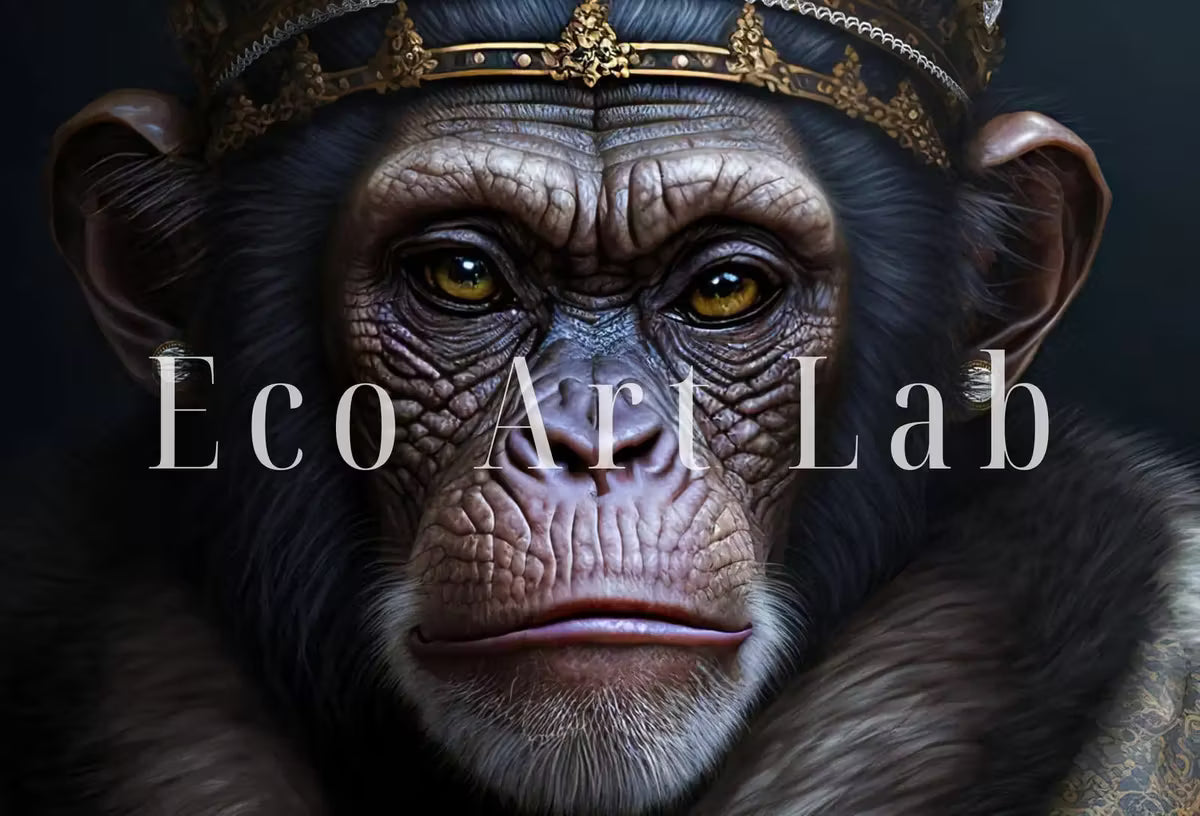 King & Queen Chimps Set of 2 Prints. Digital Painting Printable Wall Art. Couple Monkeys Poster. 2 Piece Wall Art Contemporary Animal Art – Printable Wall Art Set