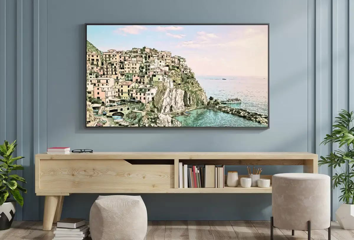 Manarola Italy Wall Art Landscape Frame TV Art. Italy Painting, City Landscape Frame TV Art. , Colorful Art for Frame TV – Frame TV  Art