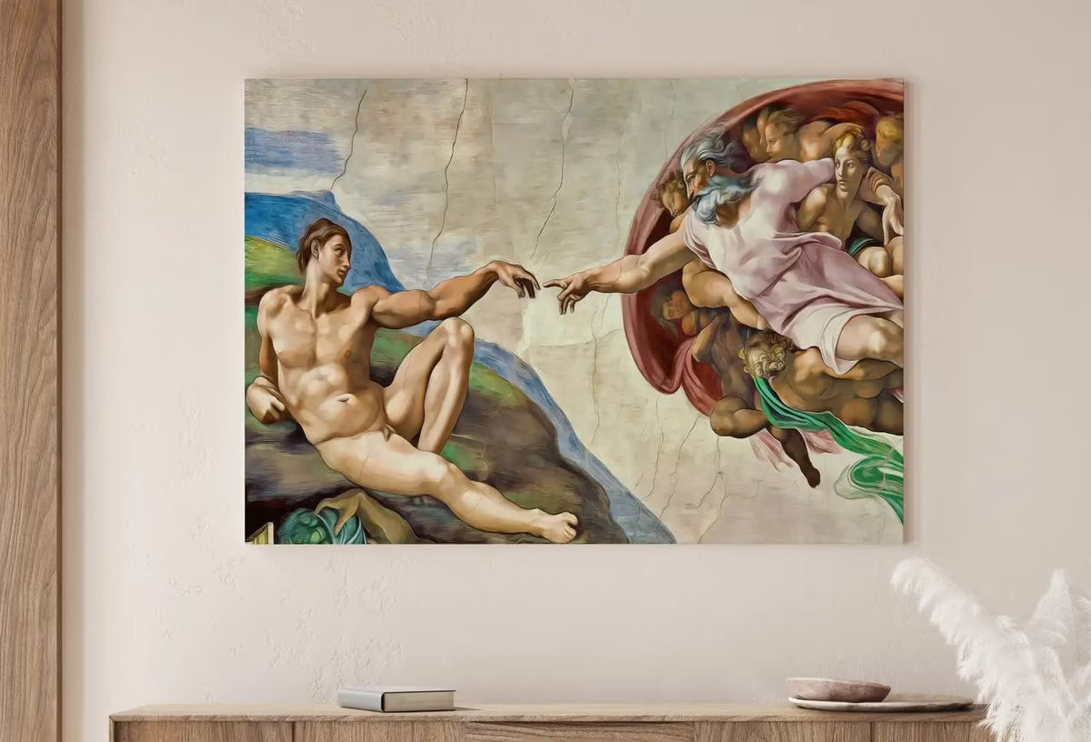 Michelangelo The Creation of Adam Famous Painting Altered in Black & White. Printable Vintage Classic Painting Reproduction Downloadable Art – Printable Wall Art