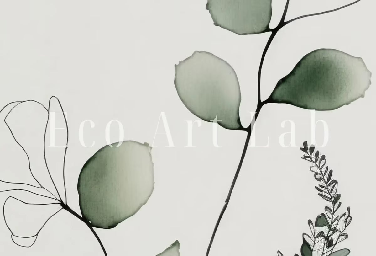 Minimal Boho Floral Prints. Botanical Prints Set of 2. Watercolor Sage Green Gallery Wall Art. Floral Printable Art Wild Flower Bouquet Art – Printable Wall Art Set