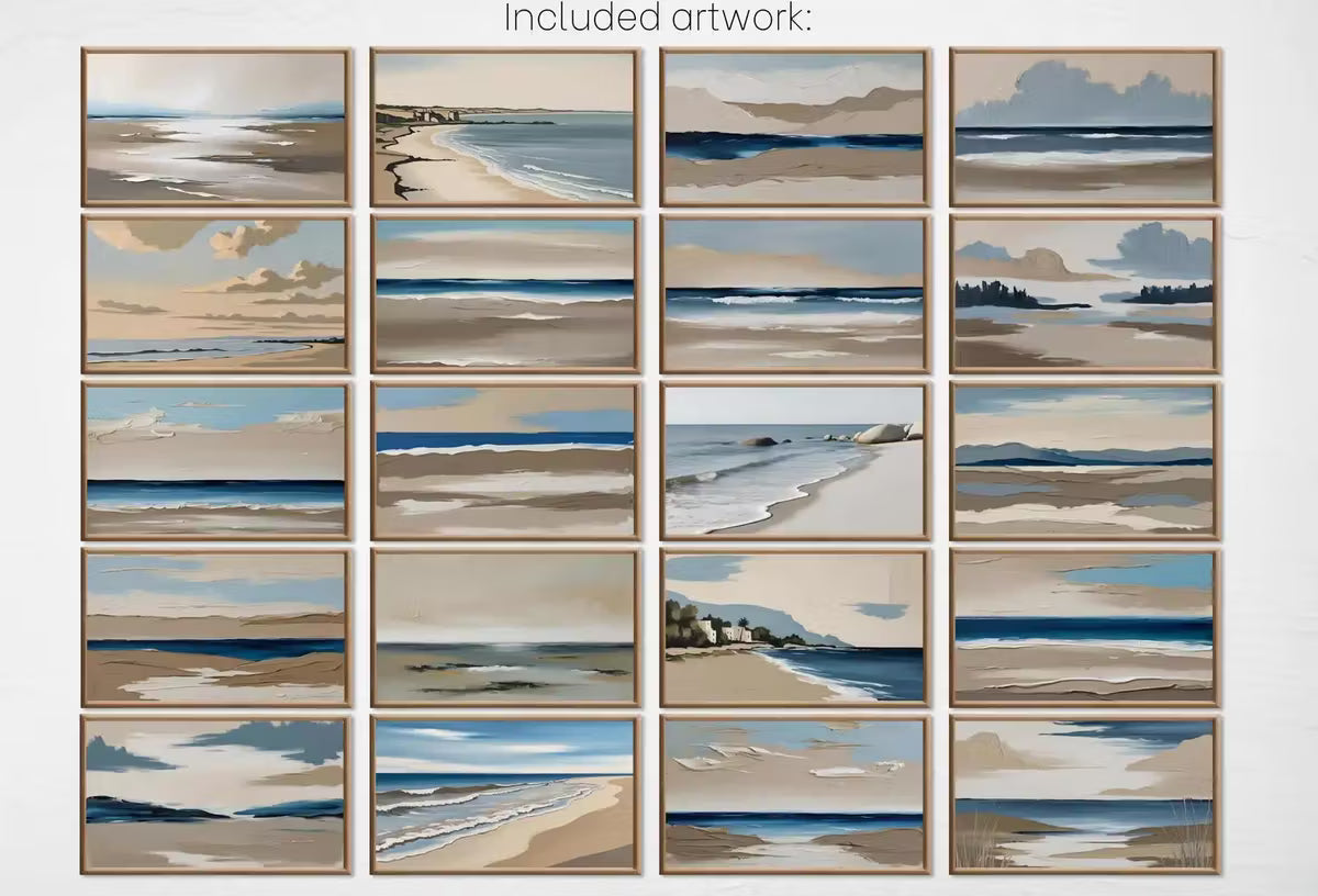 Minimalist Coastal Frame TV Art Set – Beachy Wall Art for Samsung Frame TV, Neutral Wall Decor, Coastal Artwork, Modern TV Art Download – Frame TV Art Set