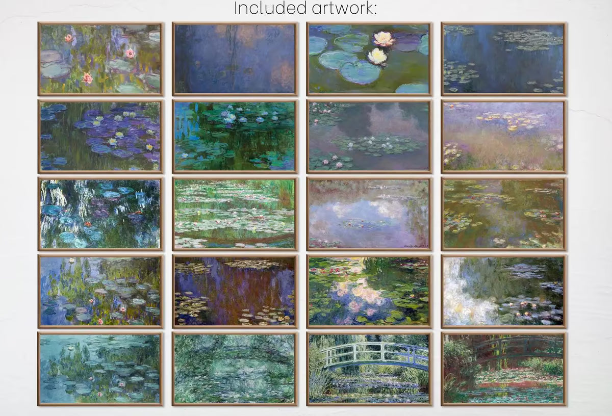 Monet Water Lilies Frame TV Art Set | Samsung Frame TV Download | Monet Wall Art | Famous Impressionist Vintage Lily Pond Paintings – Frame TV Art Set