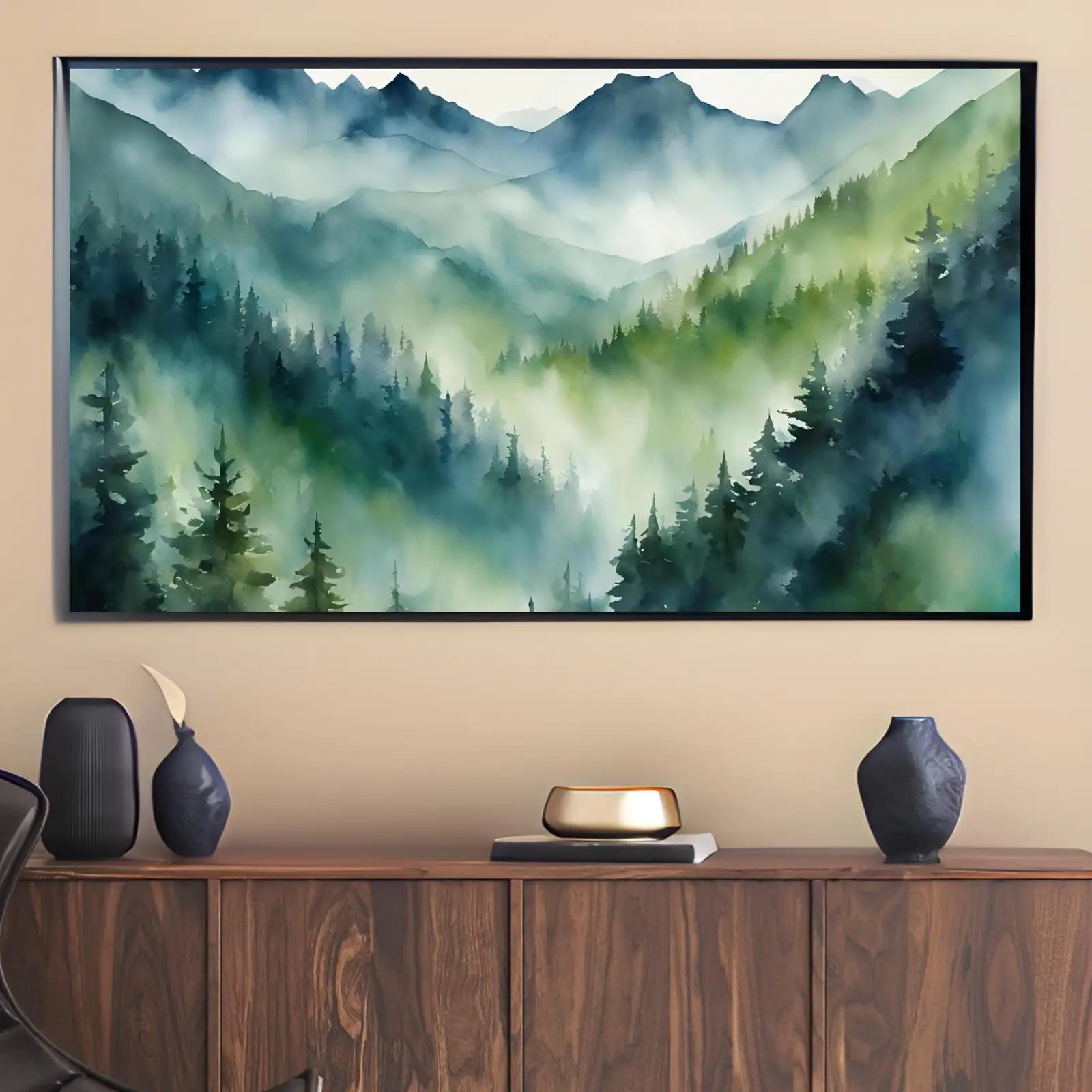 Included artwork preview showing first selection of artworks from Mountain Forest Art for Samsung Frame TV I Nature Landscape Decor for Frame TV I Mountain Forest Scene Digital Download.
