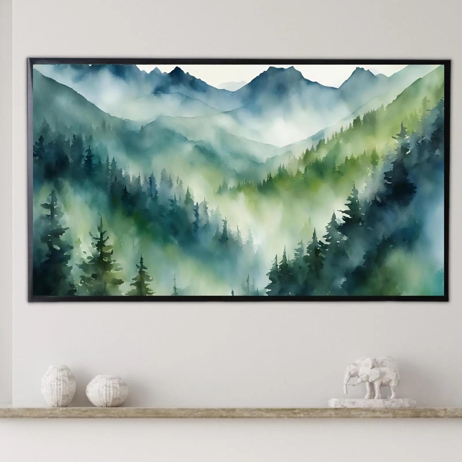 Detail view of artwork from Mountain Forest Art for Samsung Frame TV I Nature Landscape Decor for Frame TV I Mountain Forest Scene Digital Download. (variation 1)