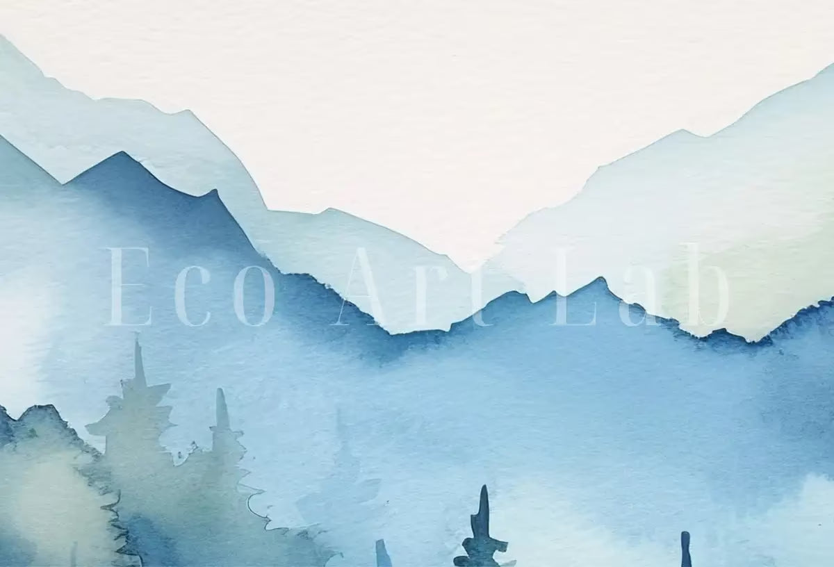Mountain Print Set of 3 | Watercolor Blue Mountain | Abstract Landscape | Nature Print Set | Modern Minimal Decor | Pine Forest Wall Art – Printable Wall Art Set