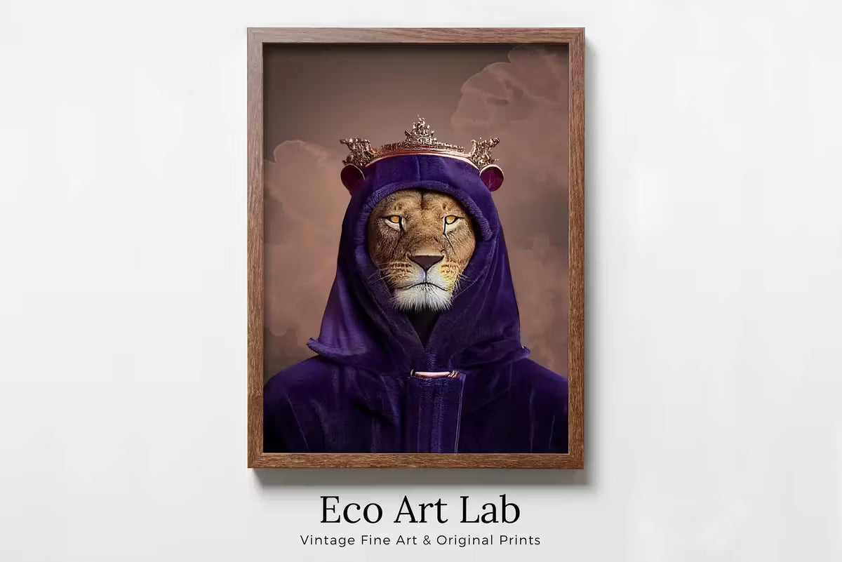 Original King Lion Digital Art Print. Printable Wall Art. Modern Lion Artwork. Instant Download. Contemporary Animal Poster. Lion Portrait – Printable Wall Art