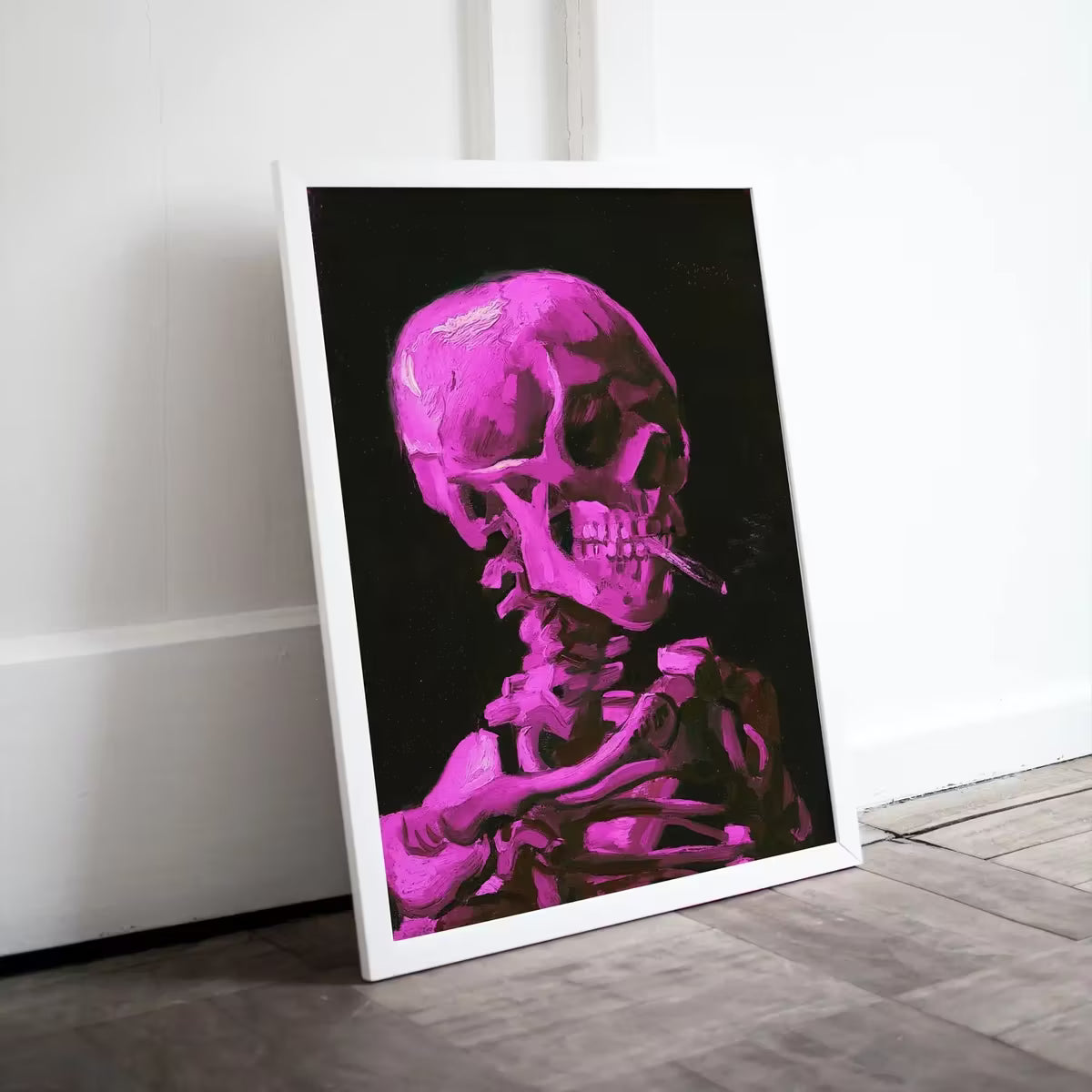 Pink Van Gogh Print Skull Wall Art Poster. Instant Download Printable Wall Art Skeleton Smoking Cigarette Print. Famous Skull Print. – Printable Wall Art