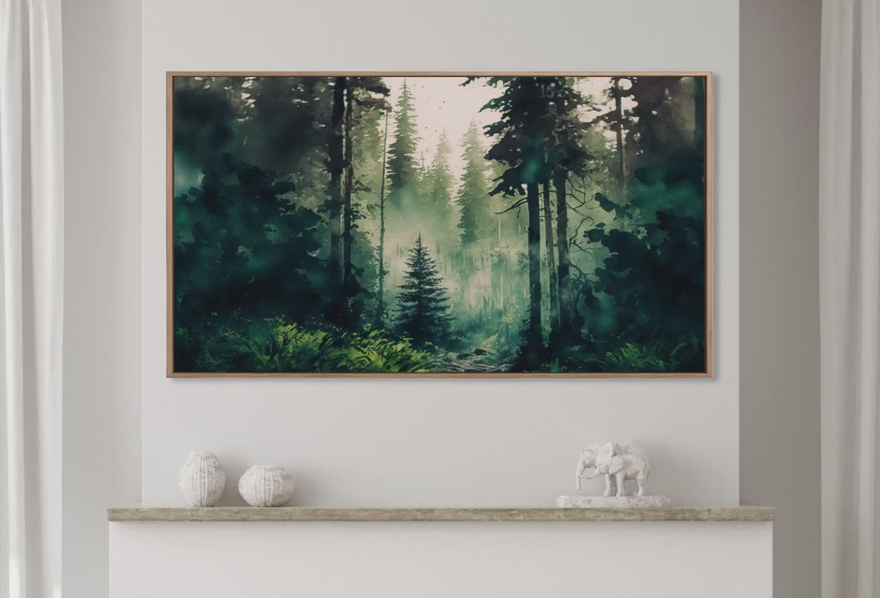 Set of 4 Samsung Frame TV 4K Art. Watercolor Forests Landscape Digital Paintings. Instant Download Forest Art Set for Samsung Frame TV. – Frame TV Art Set