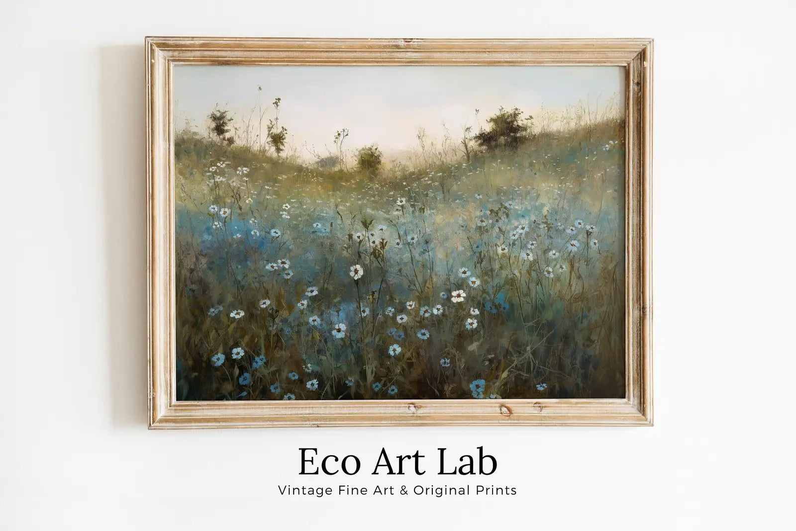 Framed view of Printable Wildflower Field – printable wall art digital download. (variation 2)