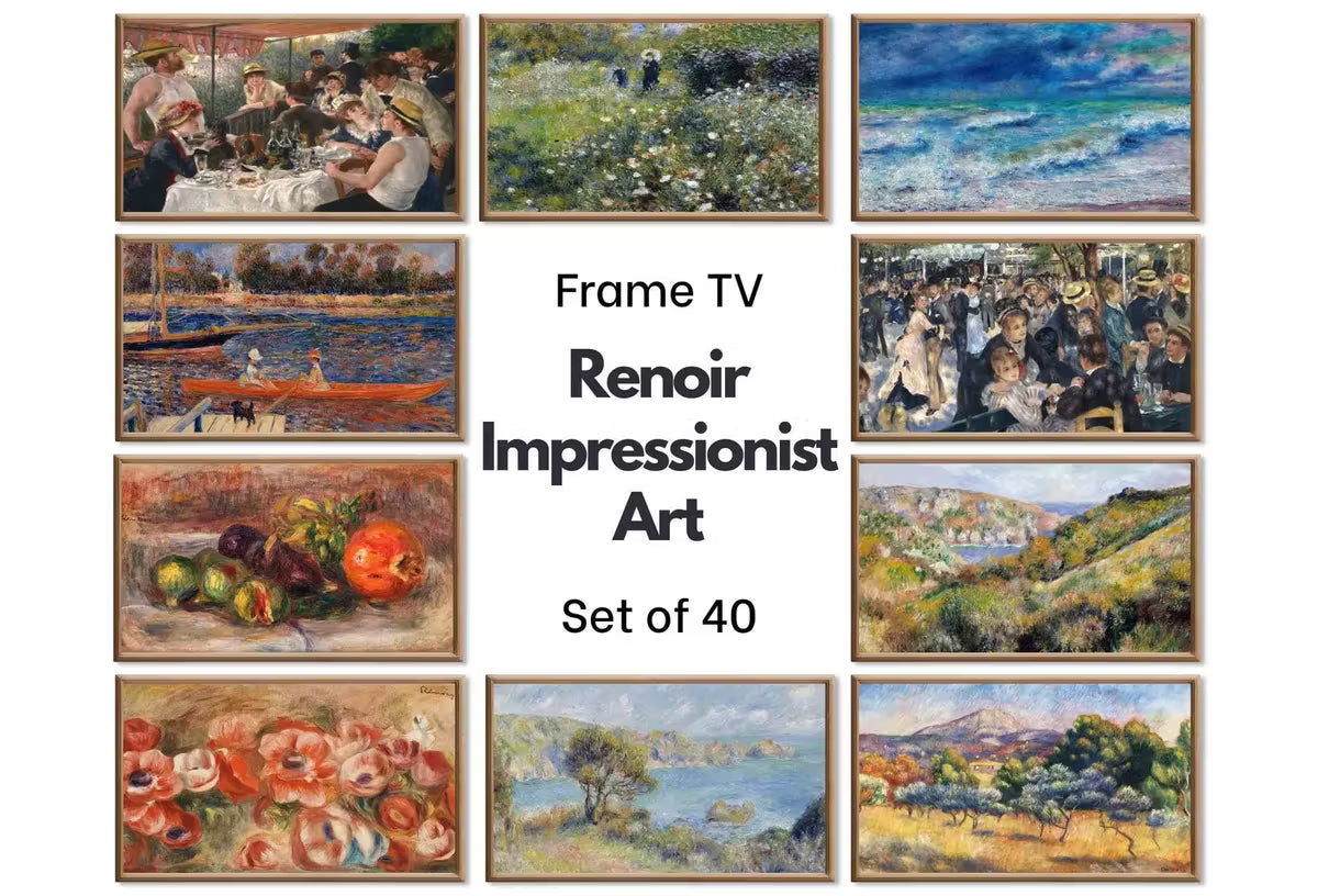 Renoir Impressionist Art for Frame TV I I Oil Paintings Gallery Wall Set of 40 I French Country Decor I Samsung Frame Digital Art – Frame TV Art Set
