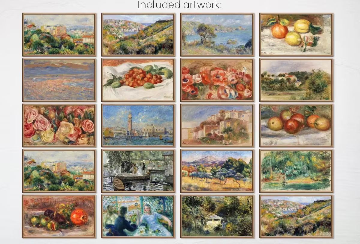 Renoir Impressionist Art for Frame TV I I Oil Paintings Gallery Wall Set of 40 I French Country Decor I Samsung Frame Digital Art – Frame TV Art Set
