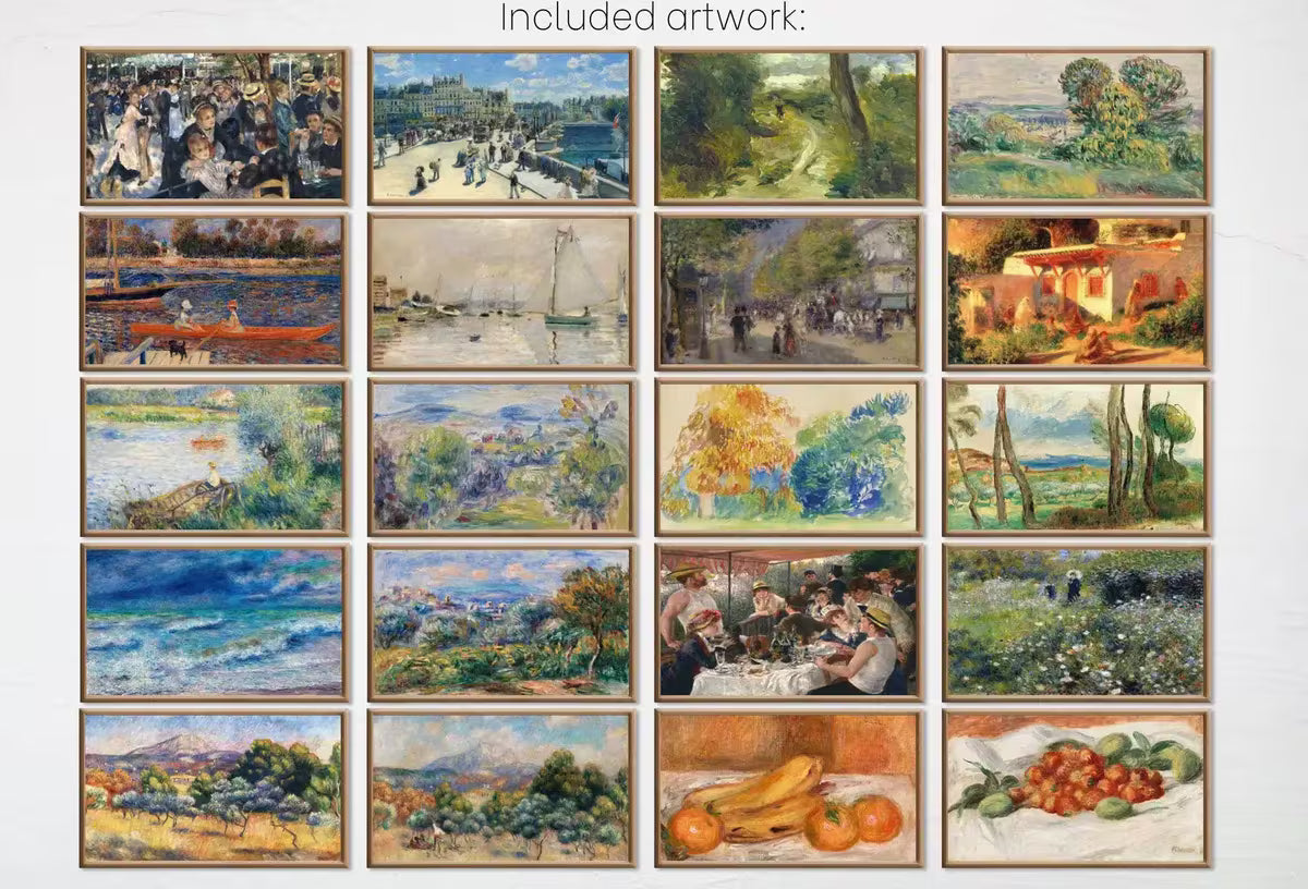 Renoir Impressionist Art for Frame TV I I Oil Paintings Gallery Wall Set of 40 I French Country Decor I Samsung Frame Digital Art – Frame TV Art Set