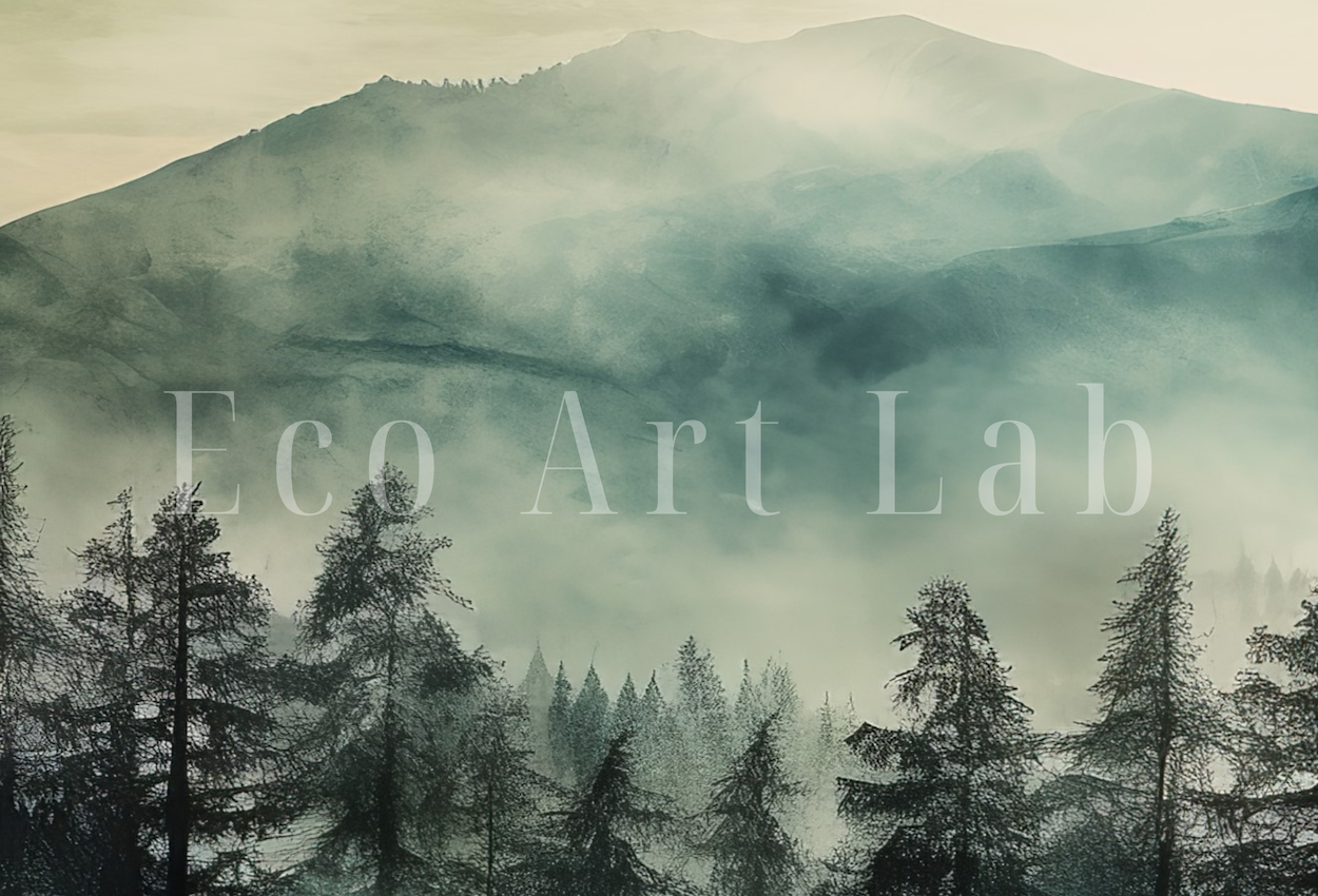 3 Piece Wall Art Sage Green Mountain | Watercolor Mountain Landscape | Abstract Nature Print | Modern Minimal Decor