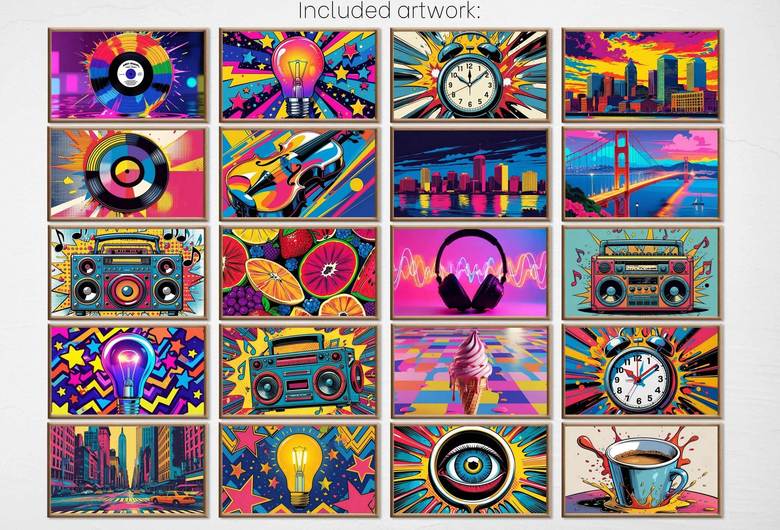 Detail view of artwork from Retro Pop Art for Samsung Frame Tv or Hisense Canvas Tv - Maximalist Wall Art. Funky Decor Whimsical Art Frame tv Set of 40. (variation 1)
