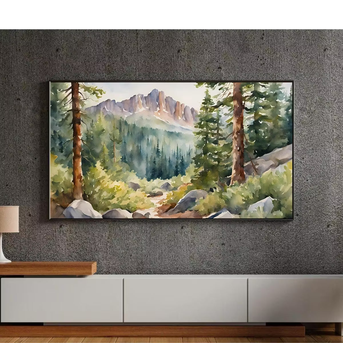 Rocky Mountains Art For Frame TV. Forest Watercolor Nature Landscape. 4K Nature Decor. Instant Download – Frame TV  Art