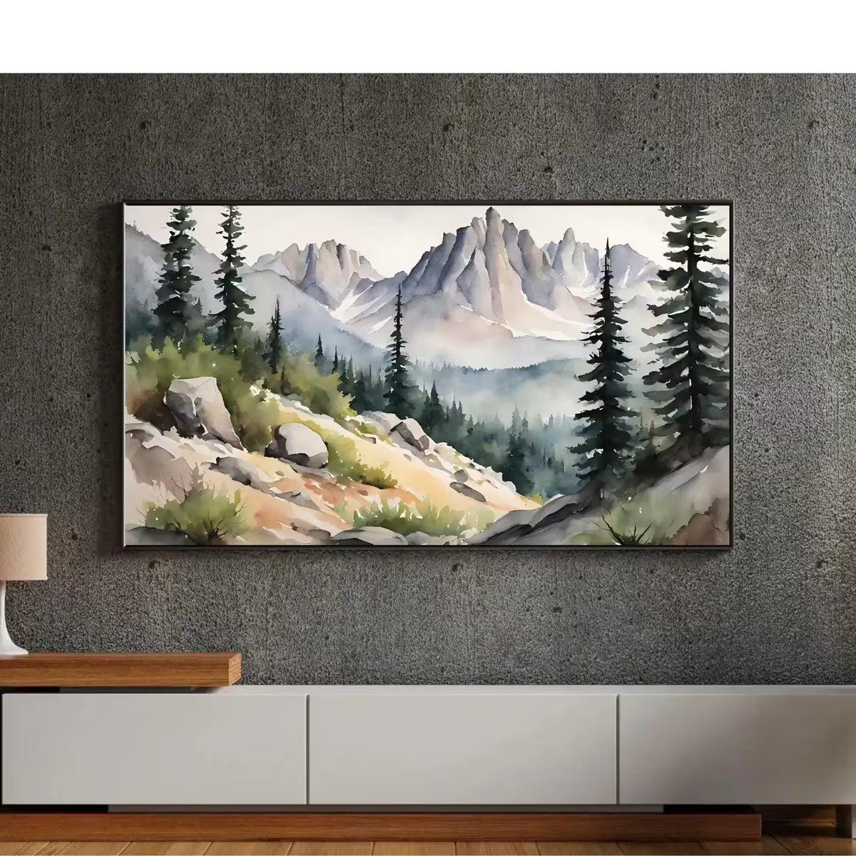 Rocky Mountains Art For Frame TV I Watercolor Decor For Samsung Frame TV I Minimalist Nature Landscape Prints – Frame TV  Art