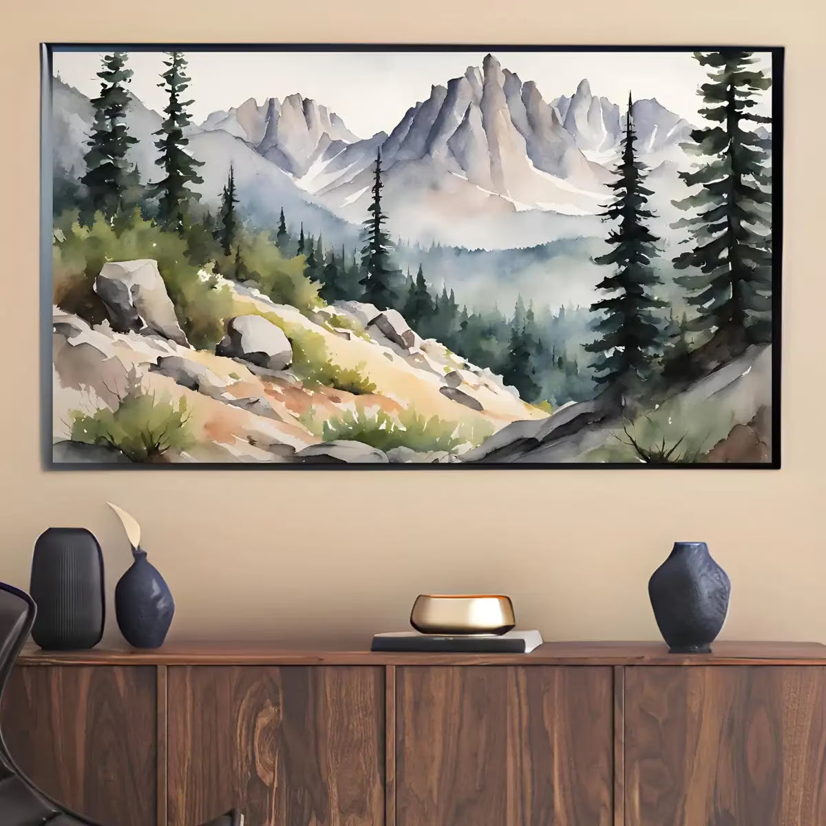 Rocky Mountains Art For Frame TV I Watercolor Decor For Samsung Frame TV I Minimalist Nature Landscape Prints – Frame TV  Art