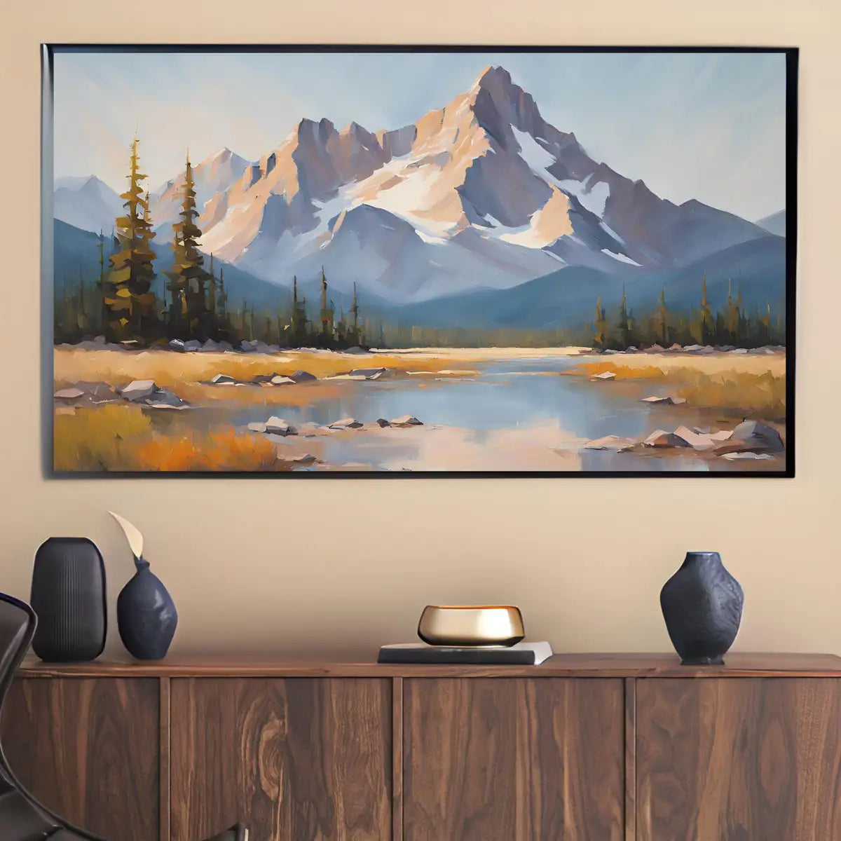 Detail view of artwork from Rocky Mountains Art For Samsung Frame TV. 4K Mountain View Nature Wall Decor. Scenic Mountain Print Outdoor Landscape Art. (variation 2)