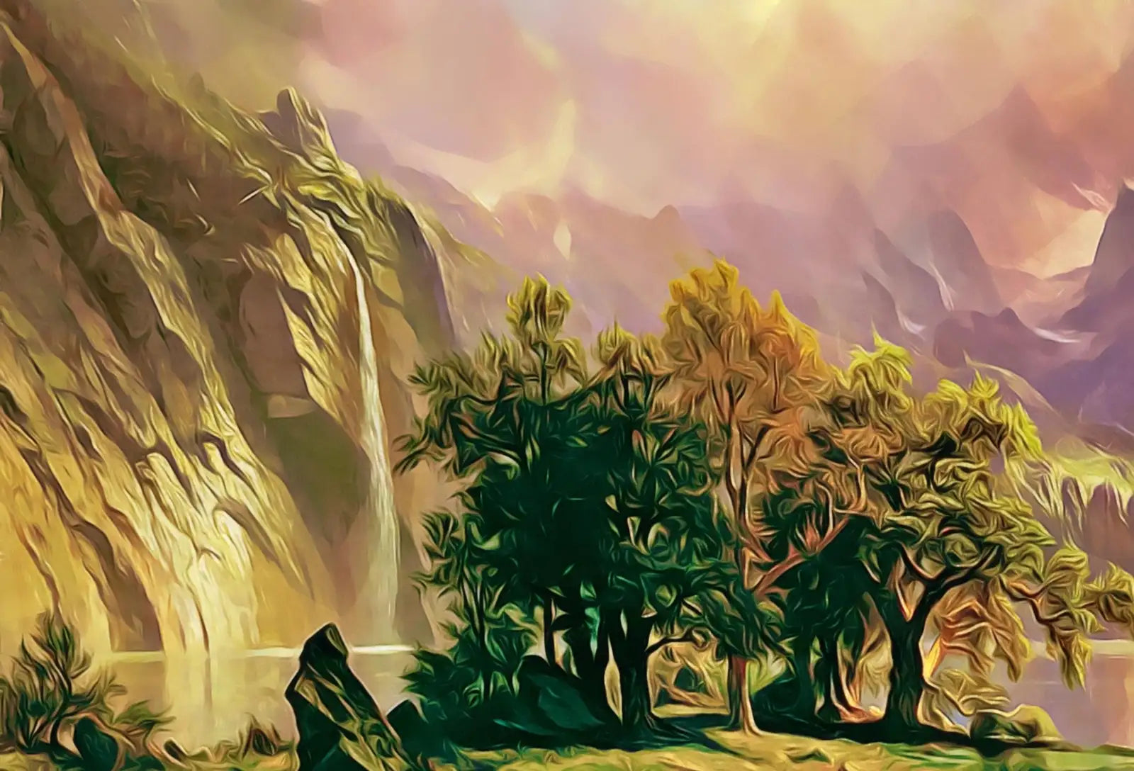 Second included artwork preview from Rocky Mountains Landscape Painting w/ Deer, Frame TV Art, Digital Download, Digital Art for TV, Colorful Wall Art, Artwork for The Frame TV featuring various scenes.