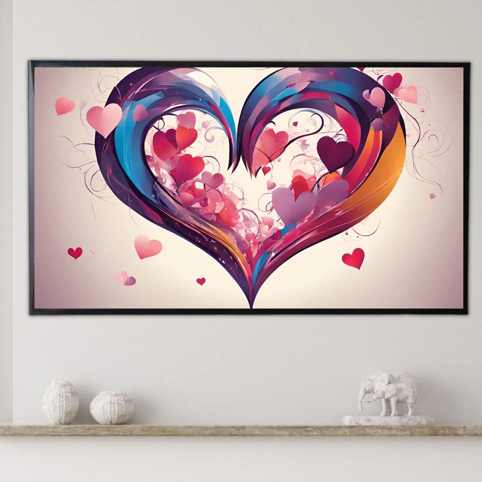 Second included artwork preview from Romantic Love Wall Decor. Heart Abstract Art for Valentines Day. Unique Frame TV Art for Modern Home featuring various scenes.
