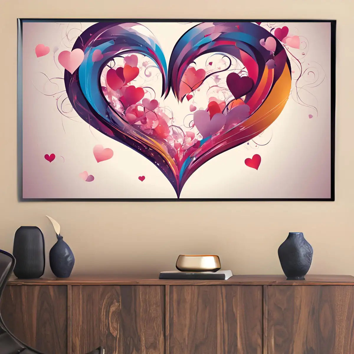 Detail view of artwork from Romantic Love Wall Decor. Heart Abstract Art for Valentines Day. Unique Frame TV Art for Modern Home. (variation 2)